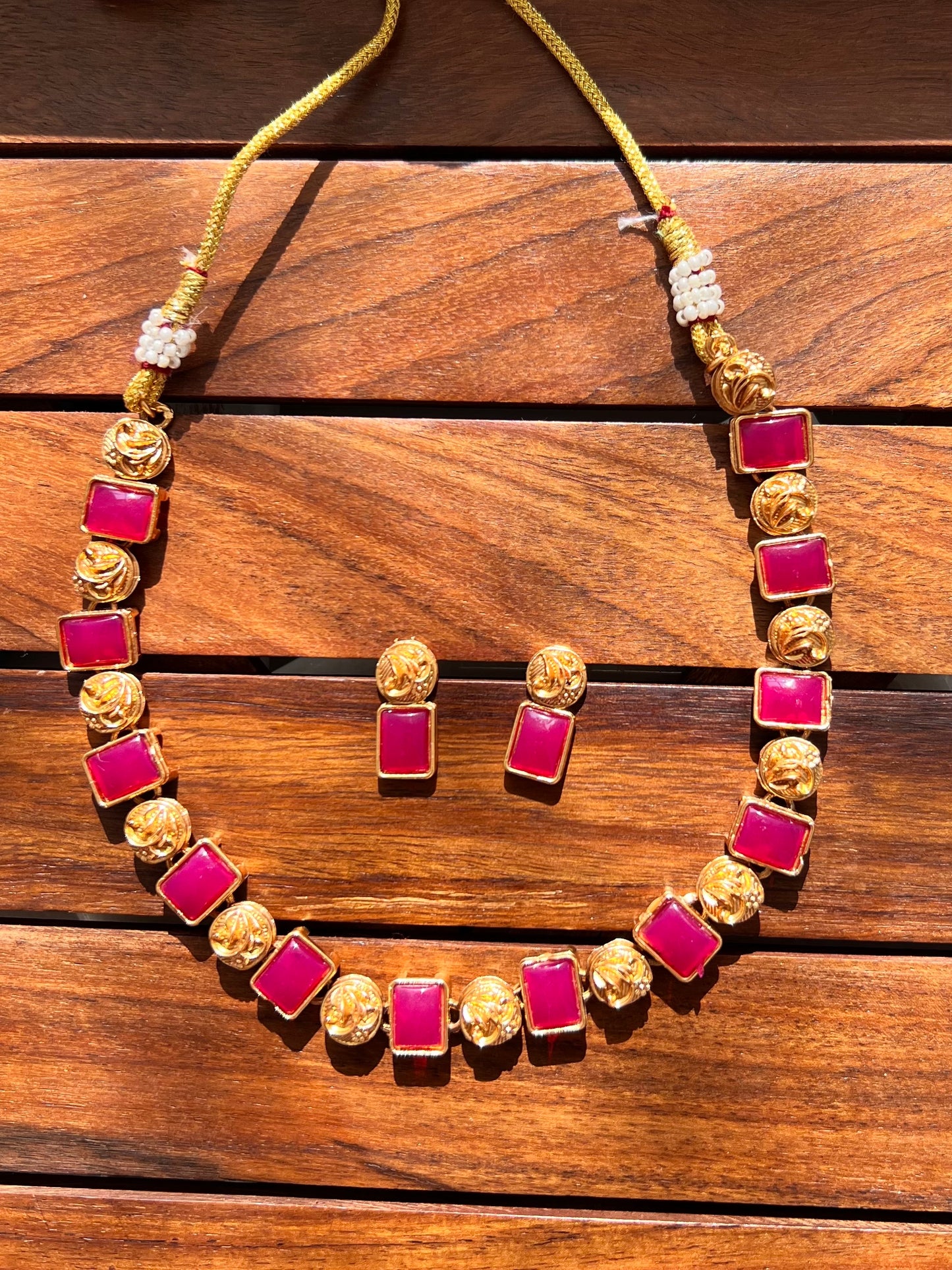 Gold Plated Necklace with Earing Set