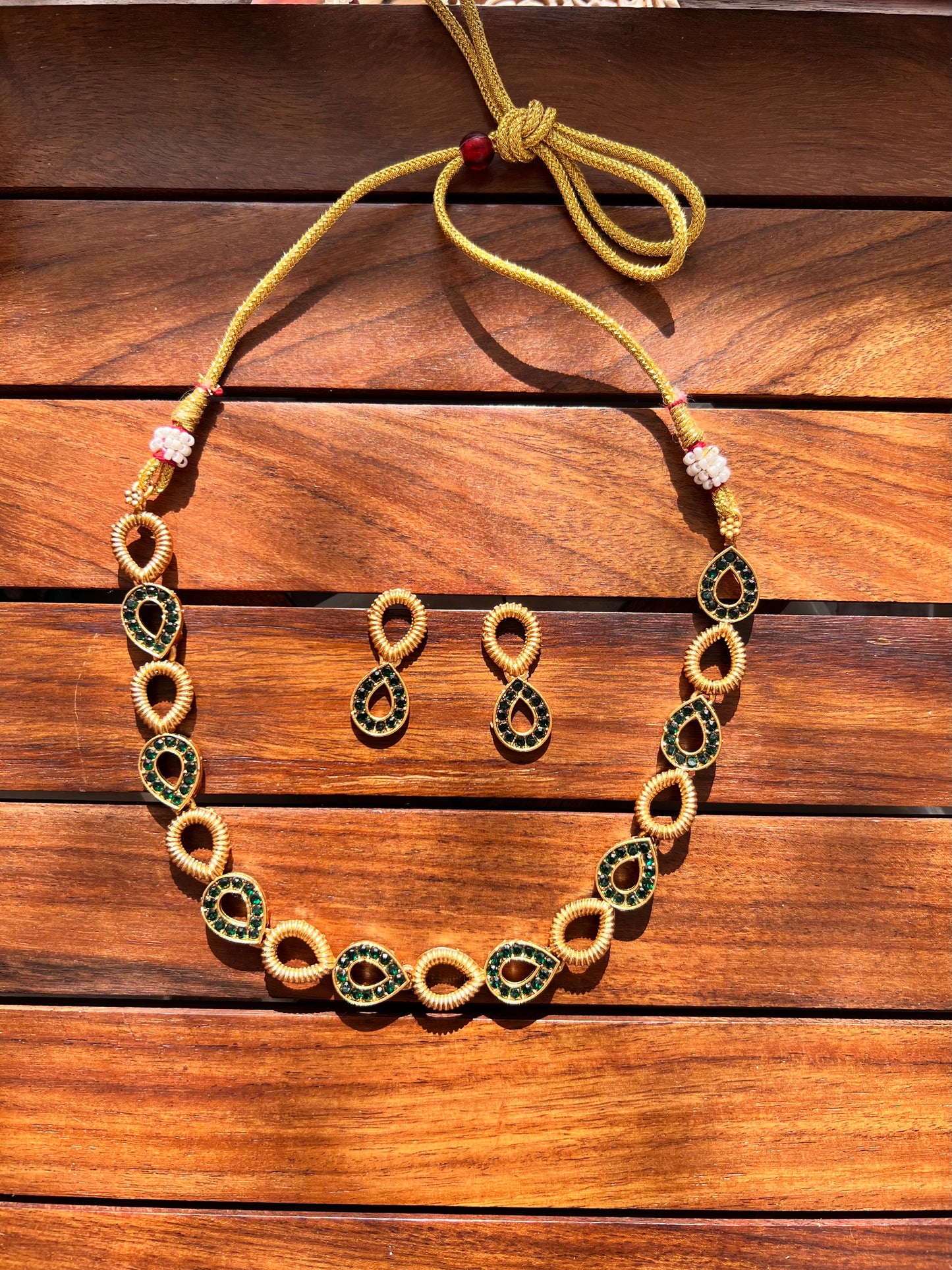 Gold Plated Necklace with Earring Set