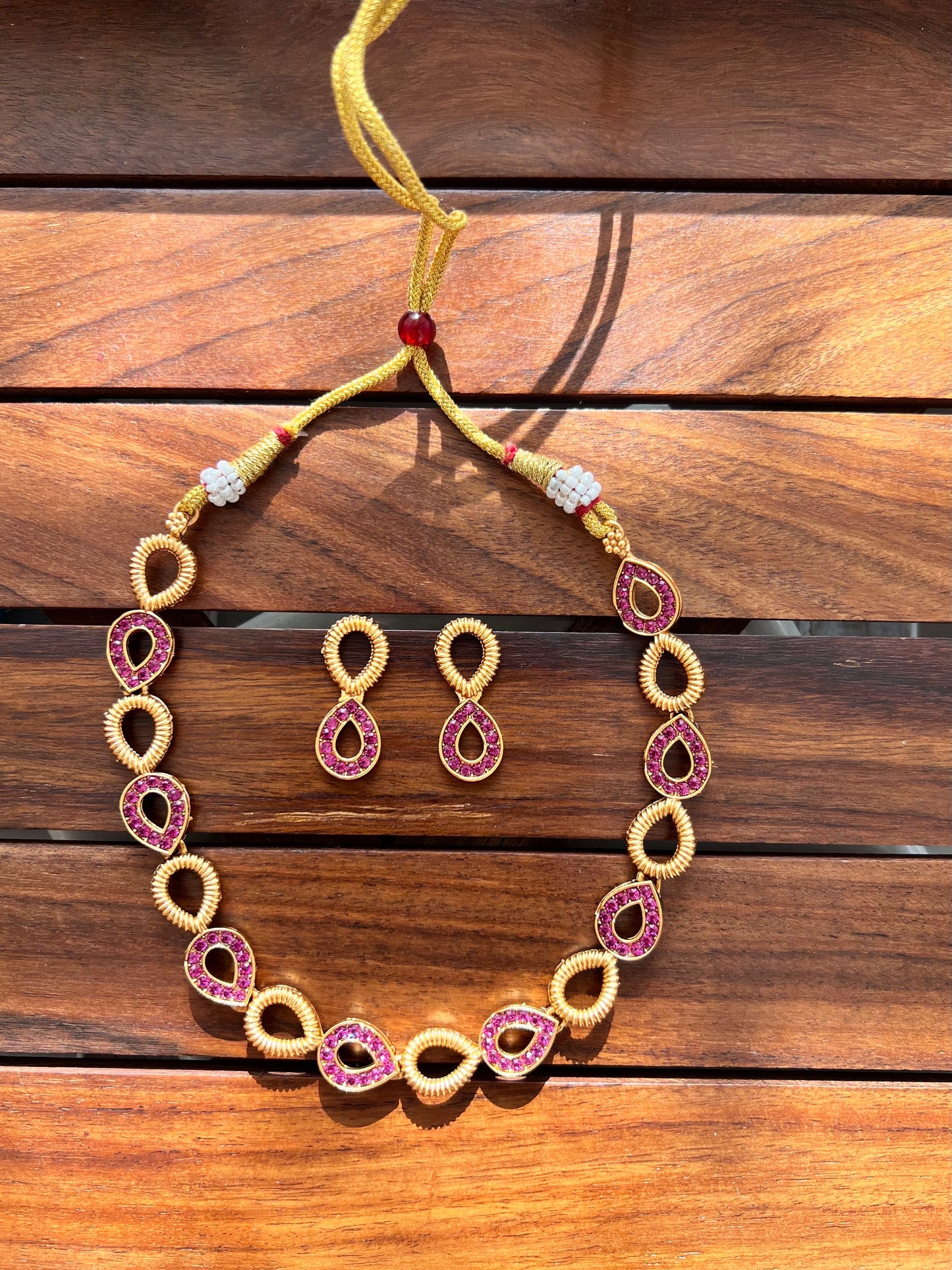Gold Plated Necklace with Earring Set