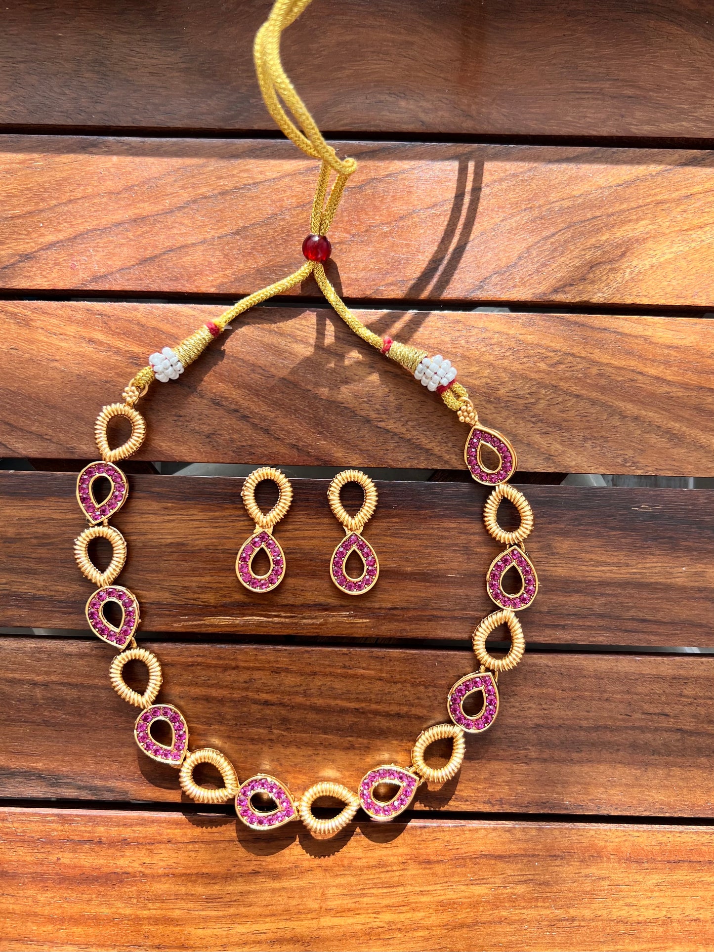 Gold Plated Necklace with Earring Set
