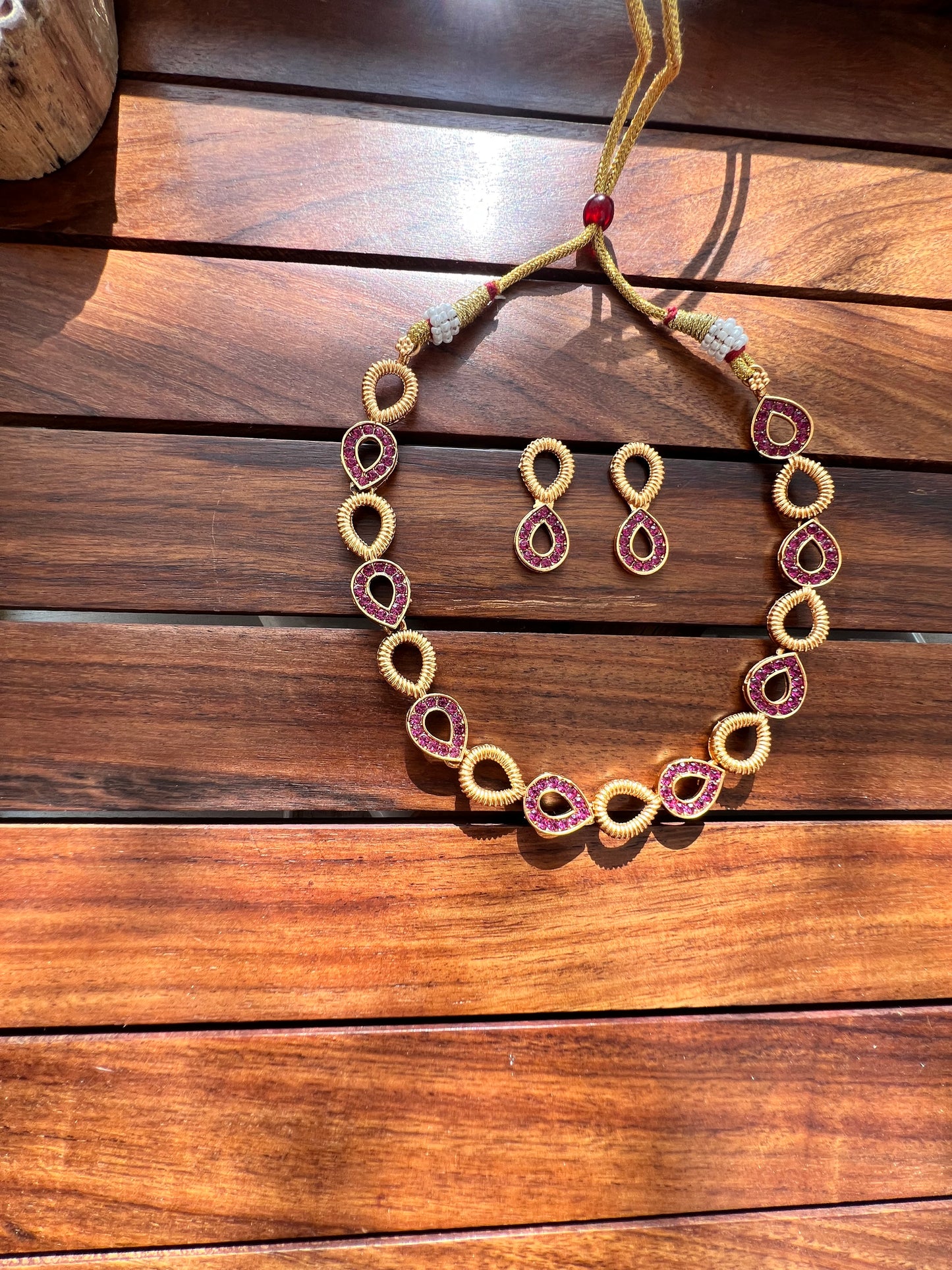 Gold Plated Necklace with Earring Set