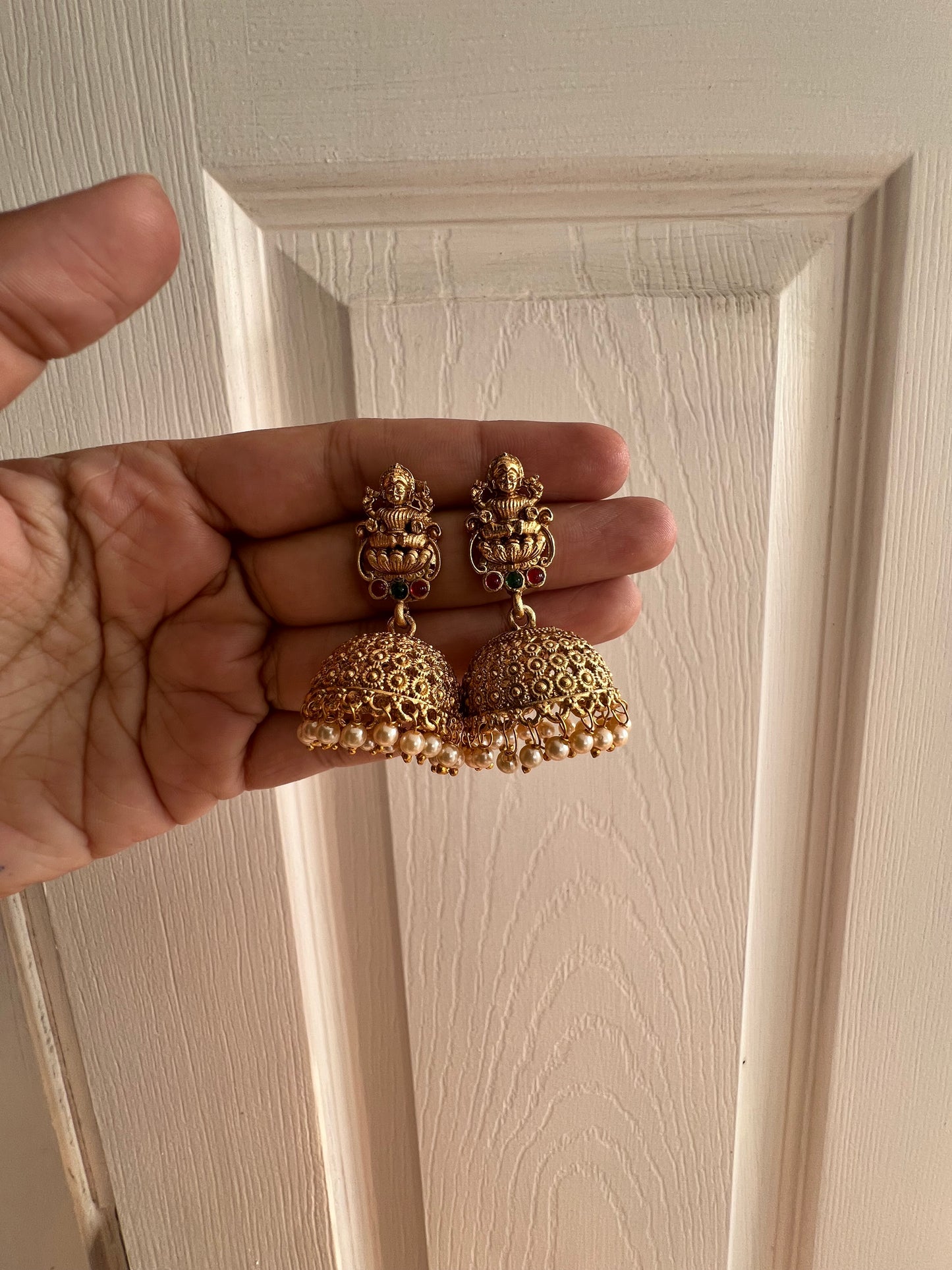 Gold Plated Rice Pearl Necklace with Earring