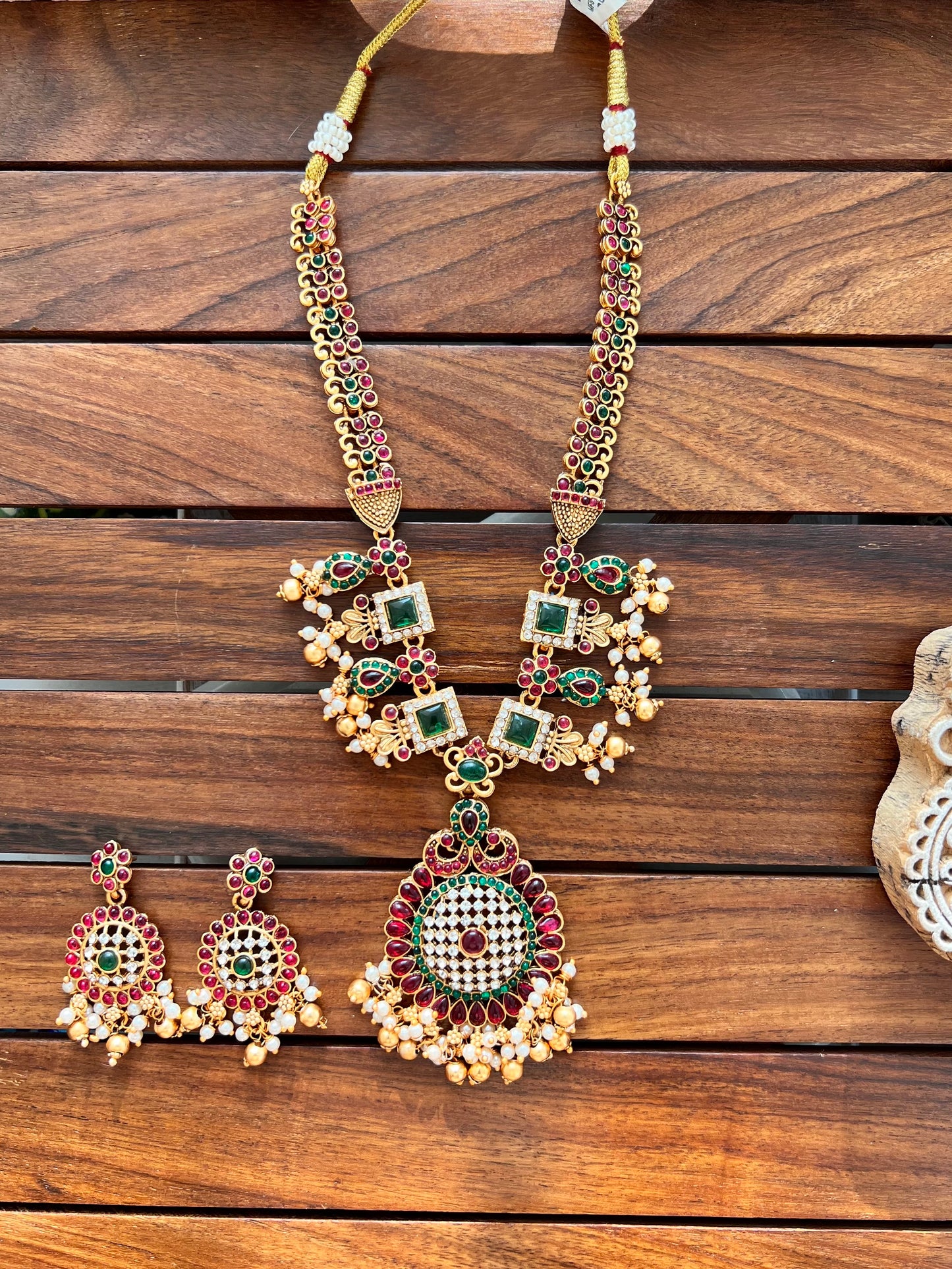 Gold Plated Necklace with Earing Set