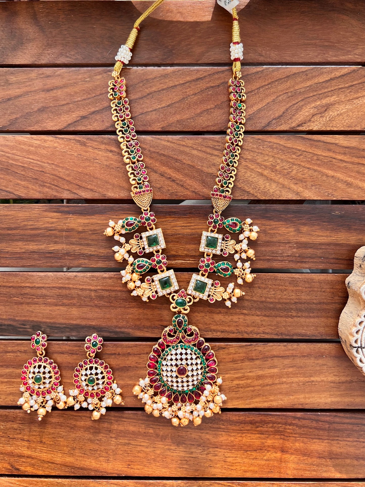 Gold Plated Necklace with Earing Set