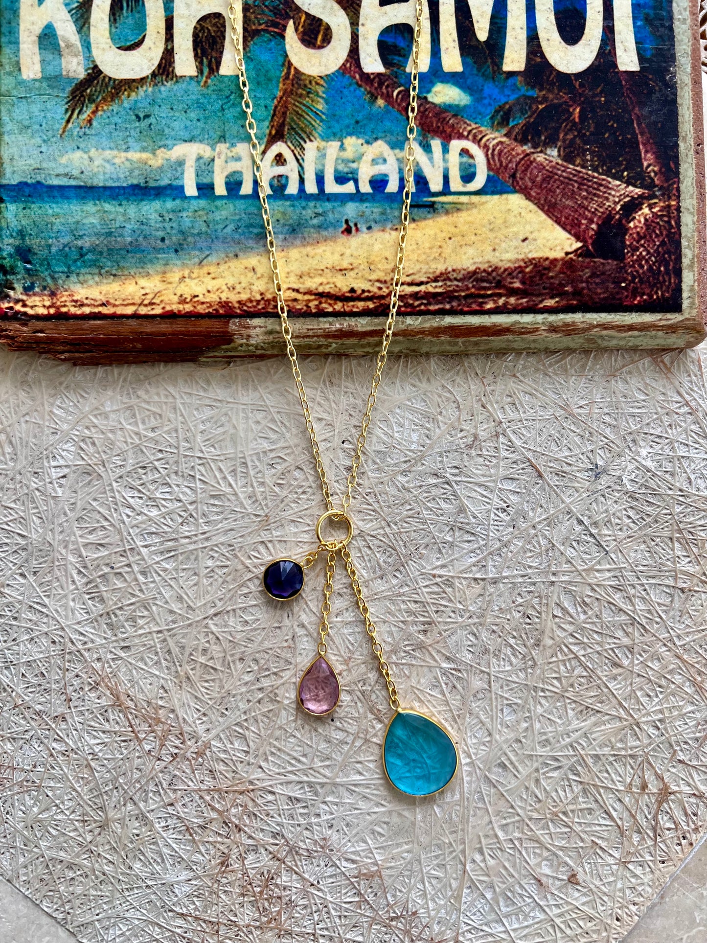 3 Stone Drop Necklace