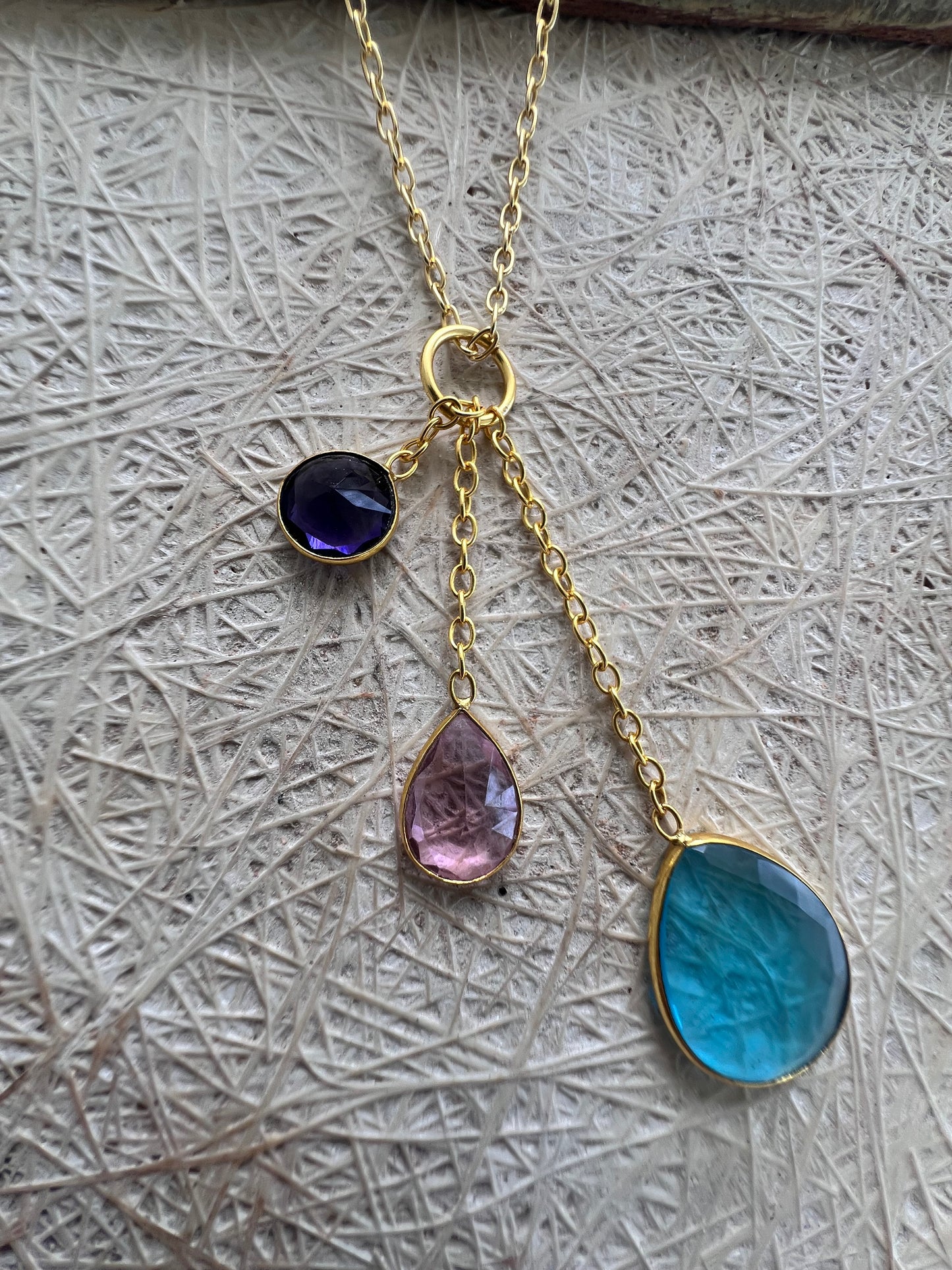 3 Stone Drop Necklace