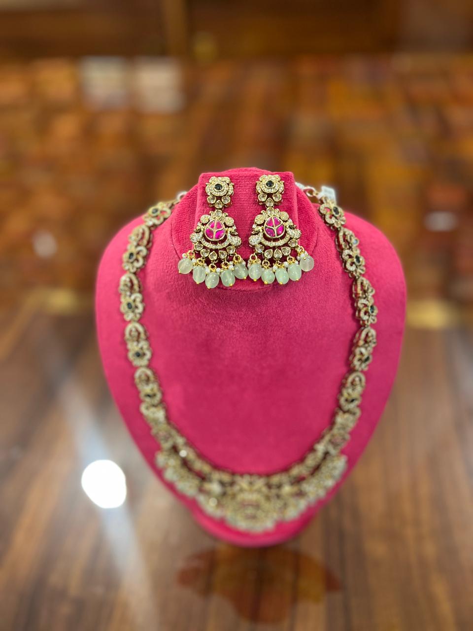 Premium AD Necklace with Earring Set