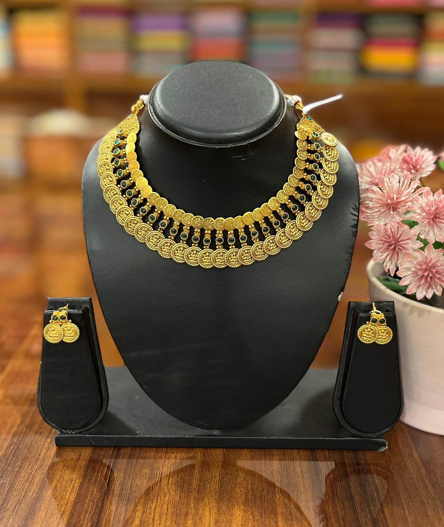 Gold Plated Necklace with Earring Set