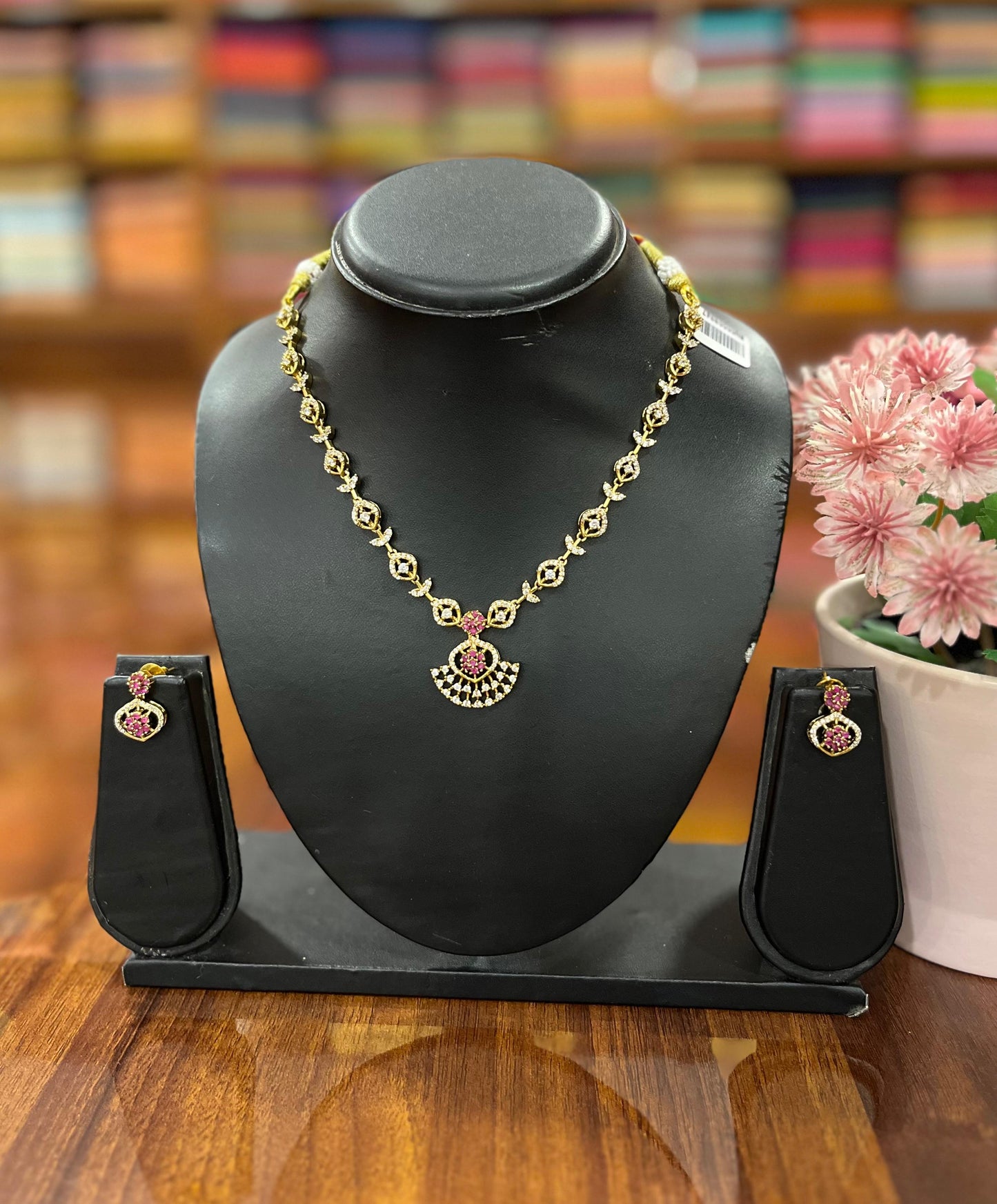 Premium AD Necklace with Earring Set