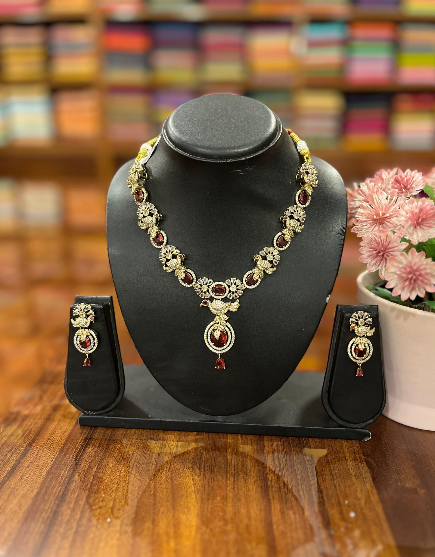 Premium AD Necklace with Earring Set