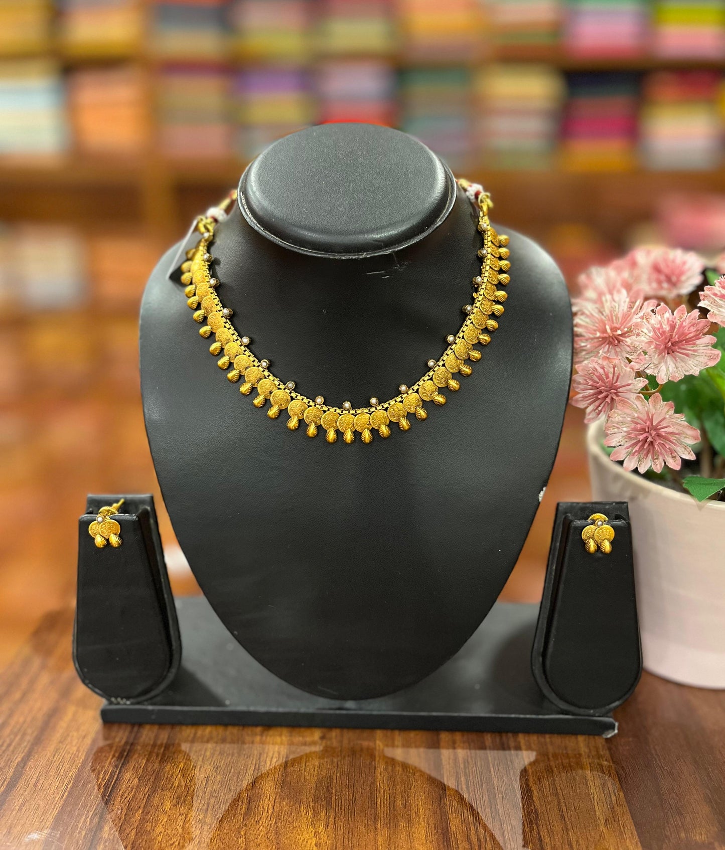 Gold Plated Necklace with Earring Set