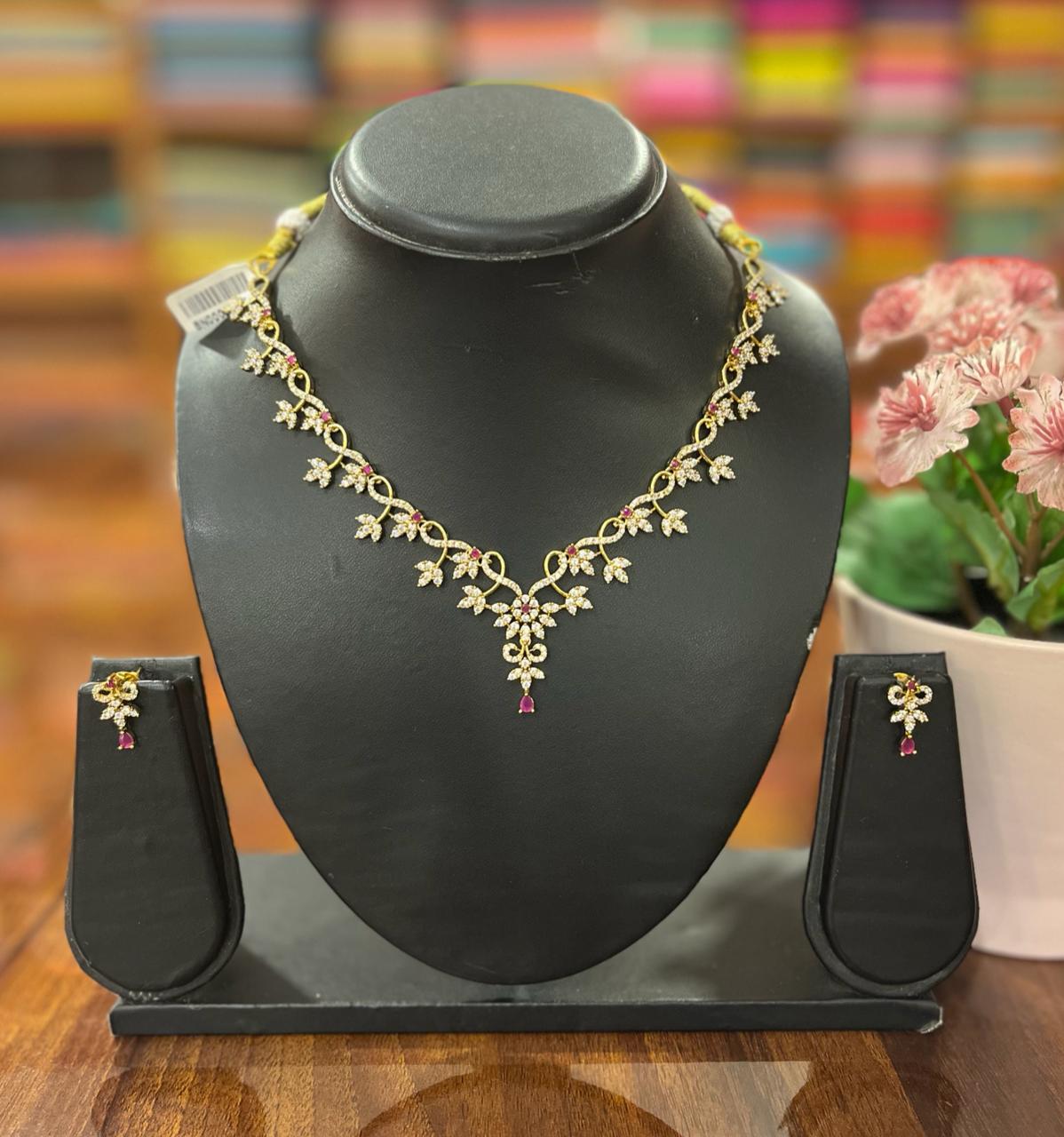 Premium AD Necklace with Earring Set