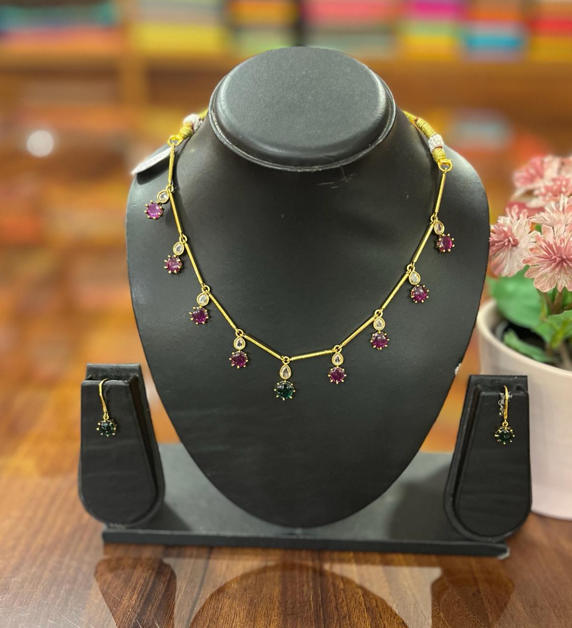 Premium AD Necklace with Earring Set