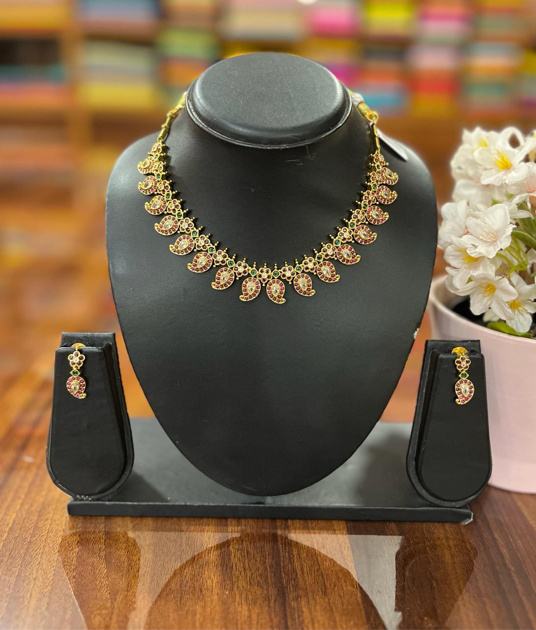 Gold Plated Necklace with Earring