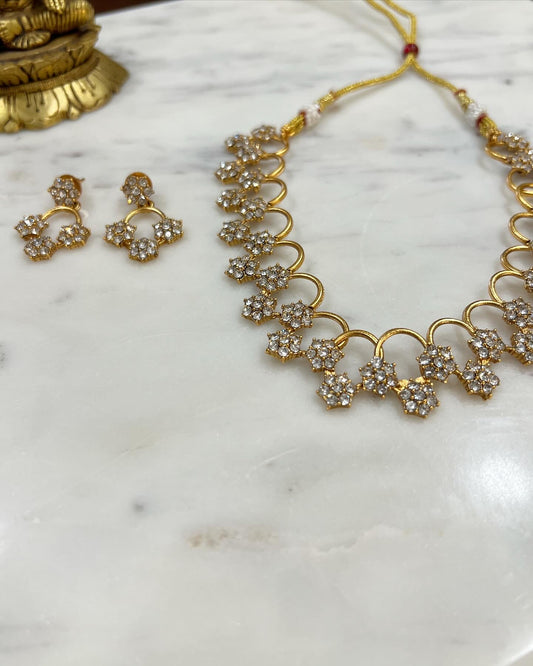 Gold Plated Necklace with Earring Set