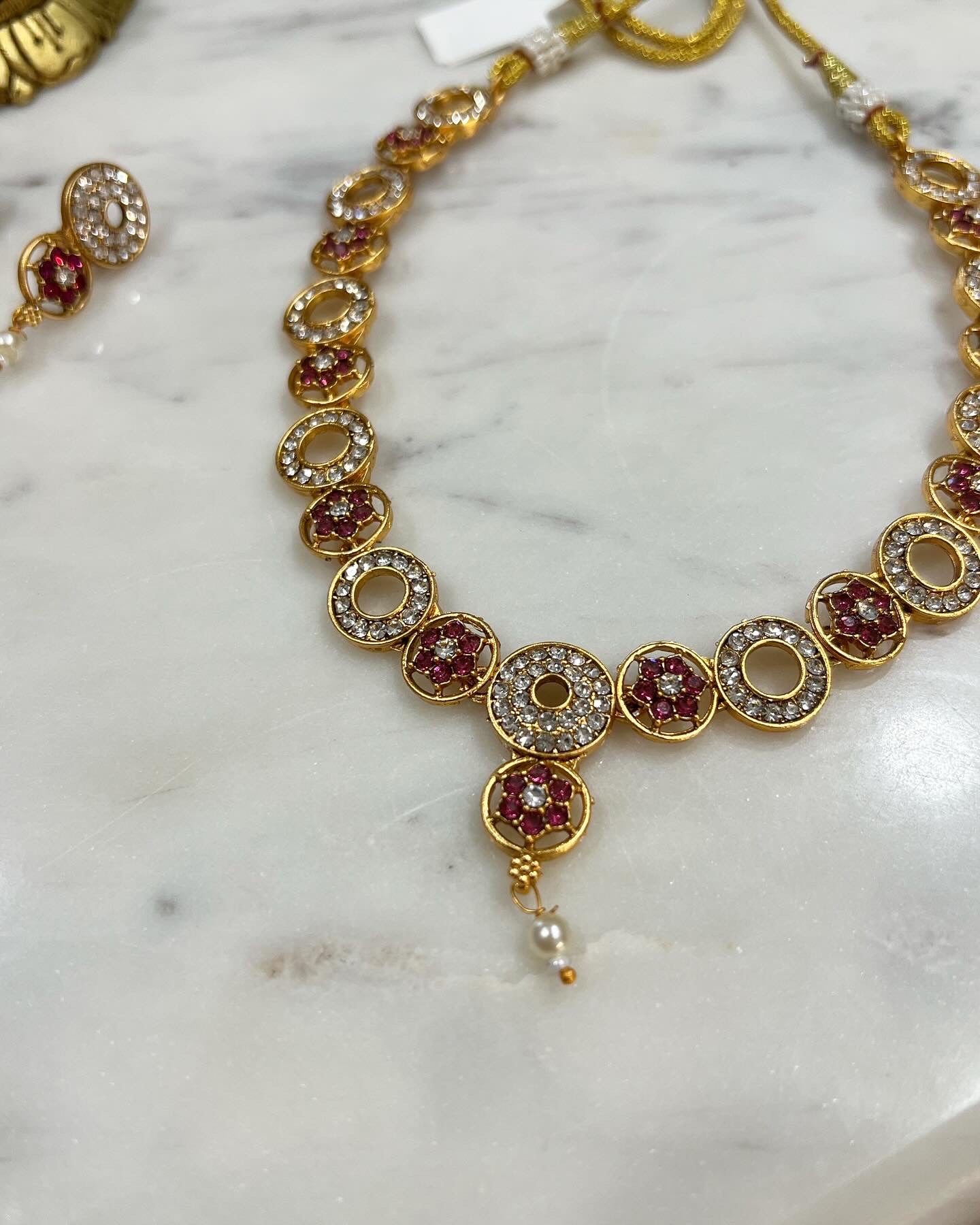 Gold Plated Necklace with Earring Set