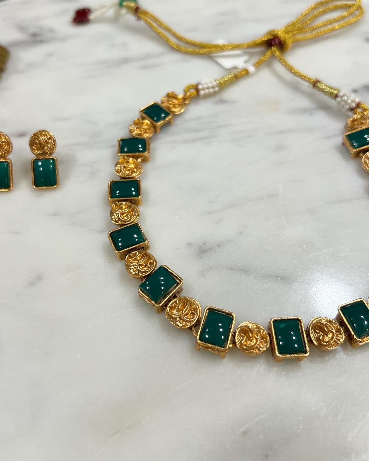 Gold Plated Necklace with Earing Set