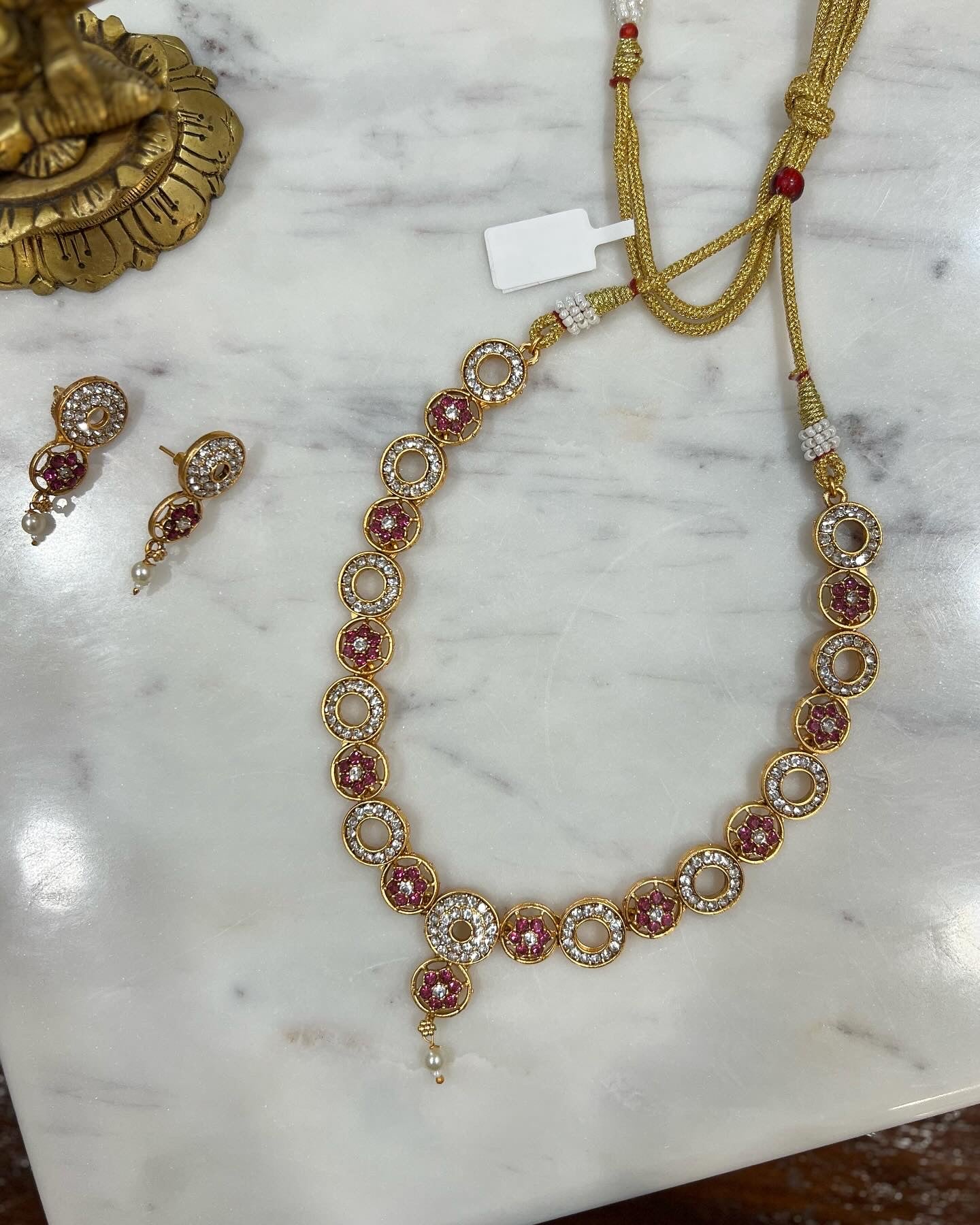 Gold Plated Necklace with Earring Set