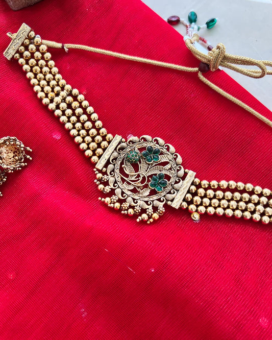 Gold Plated Necklace with Earing Set