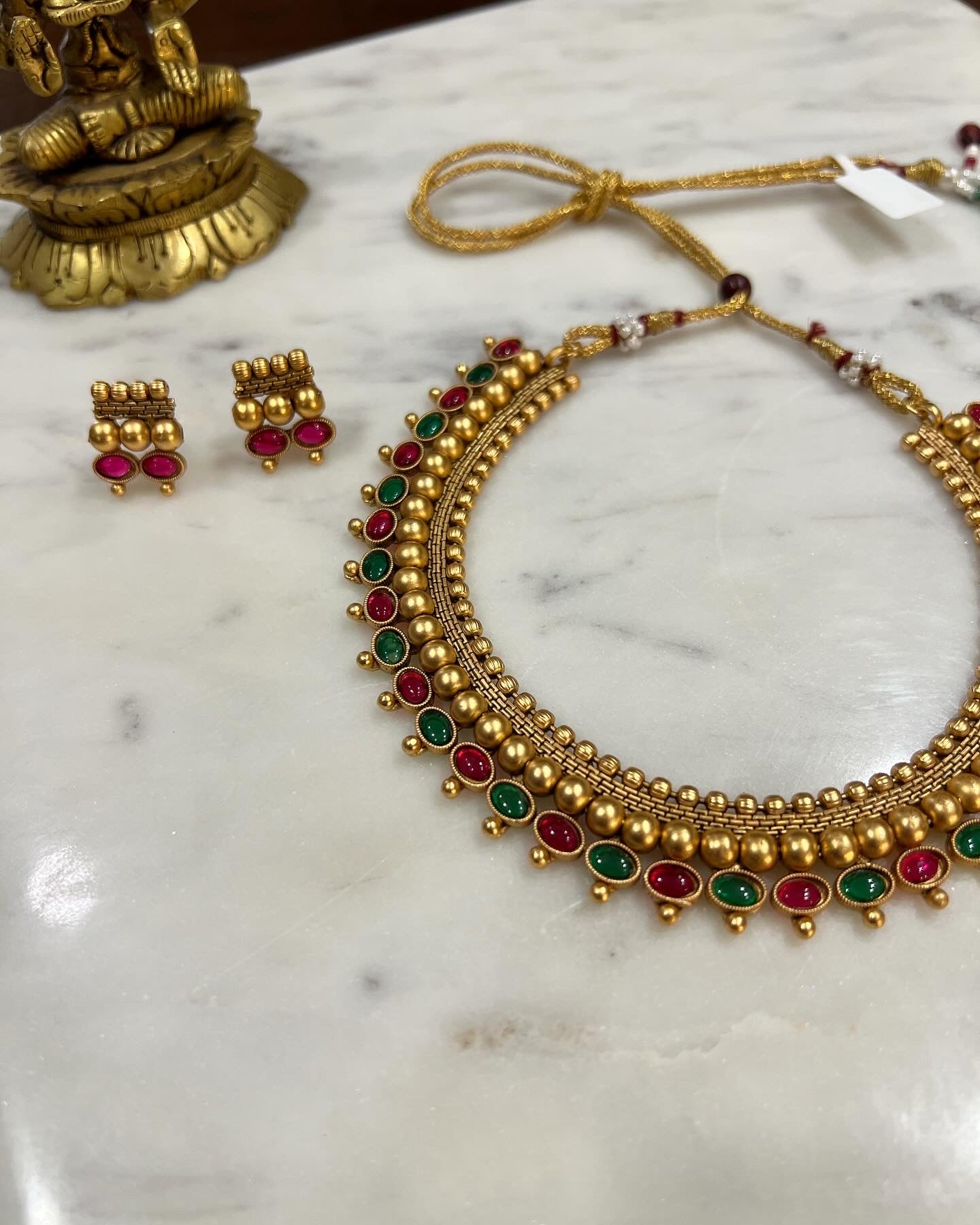 Gold Plated Necklace with Earing Set