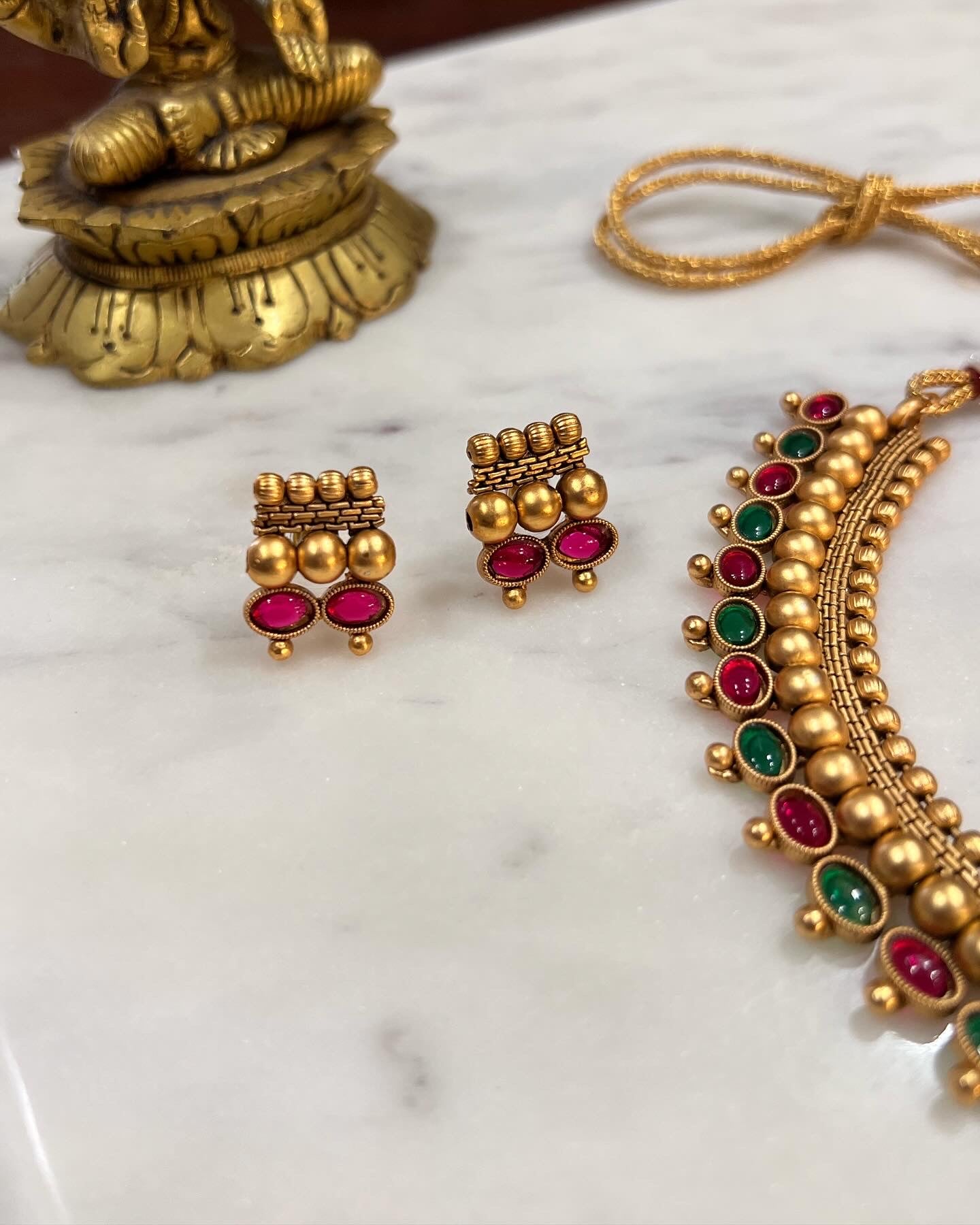 Gold Plated Necklace with Earing Set