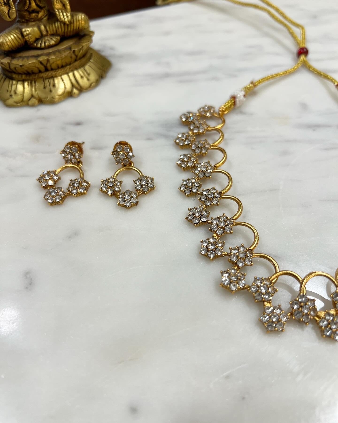 Gold Plated Necklace with Earring Set