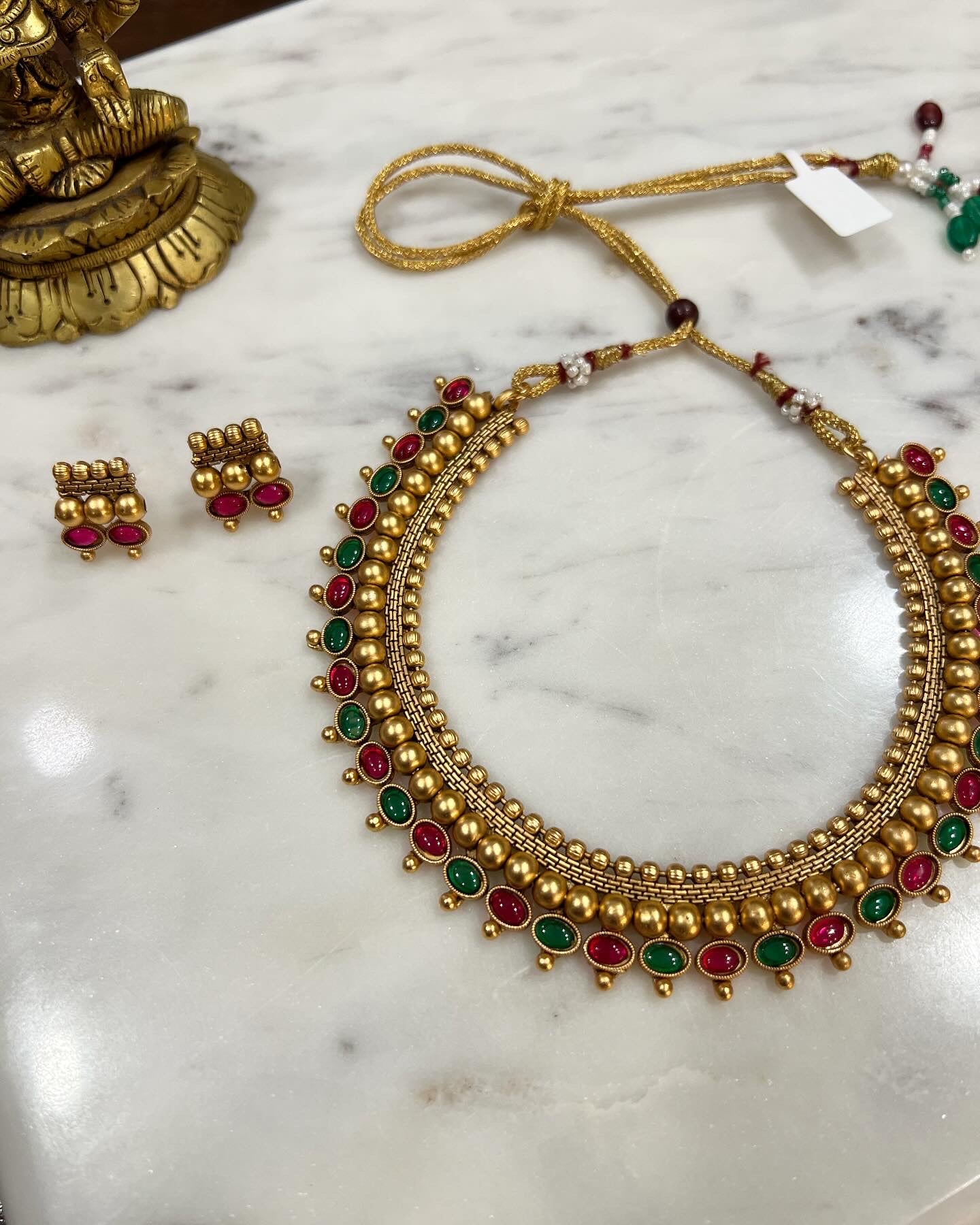 Gold Plated Necklace with Earing Set