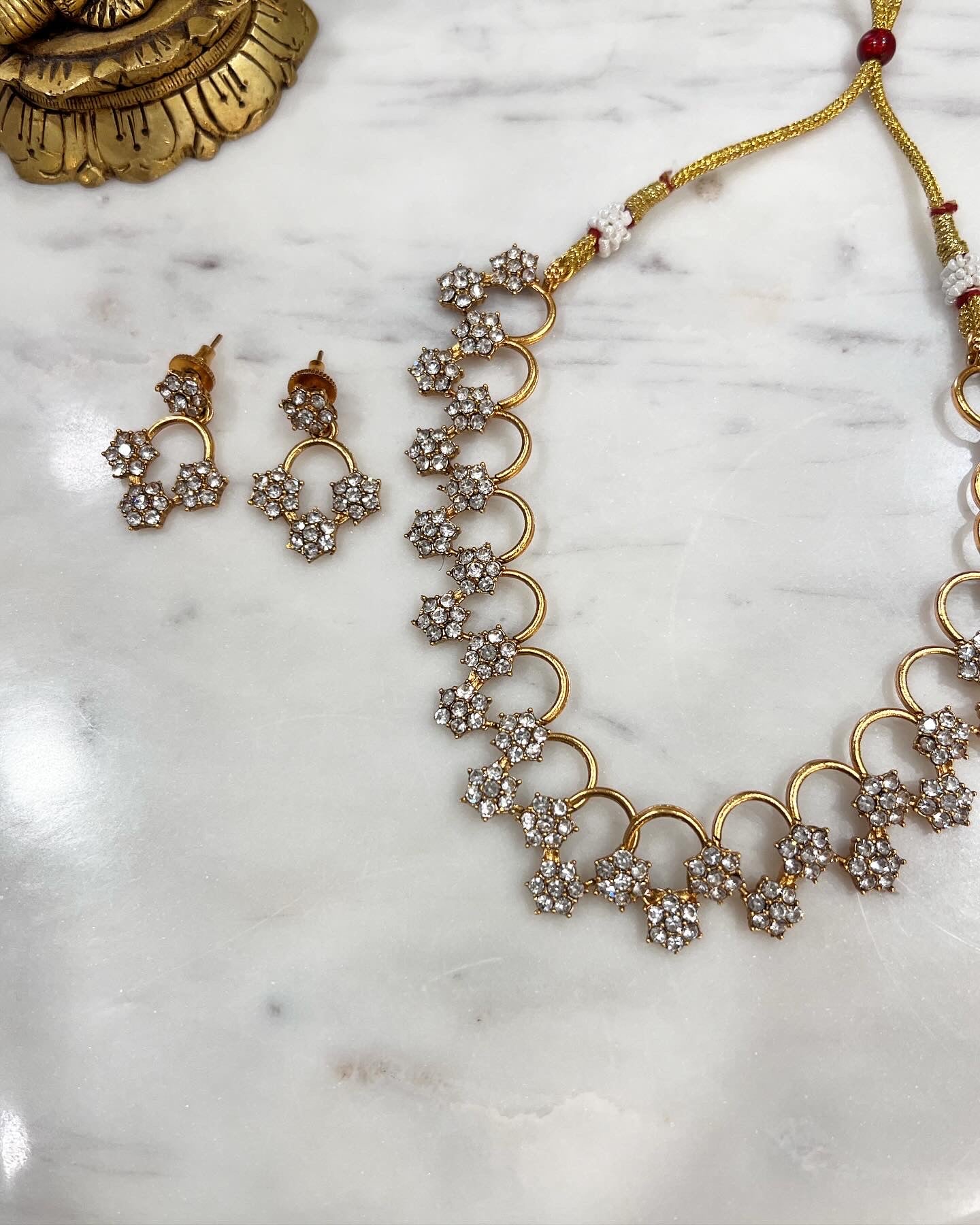 Gold Plated Necklace with Earring Set