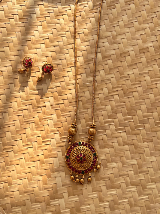 Gold Plated Necklace with Earring