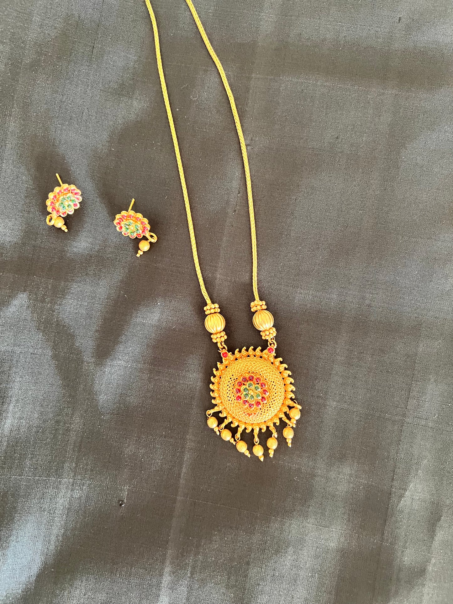 Gold Plated Necklace with Earring