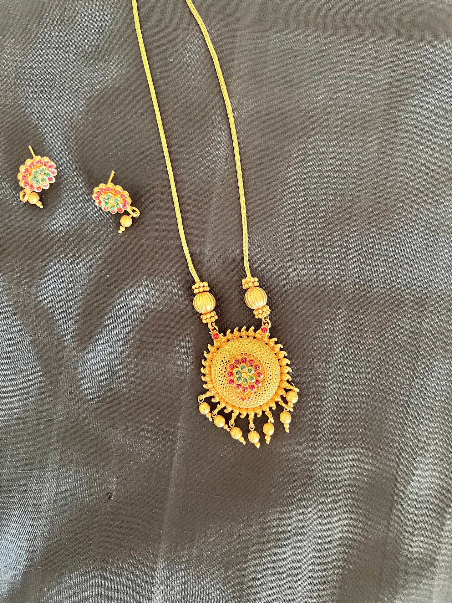 Gold Plated Necklace with Earring