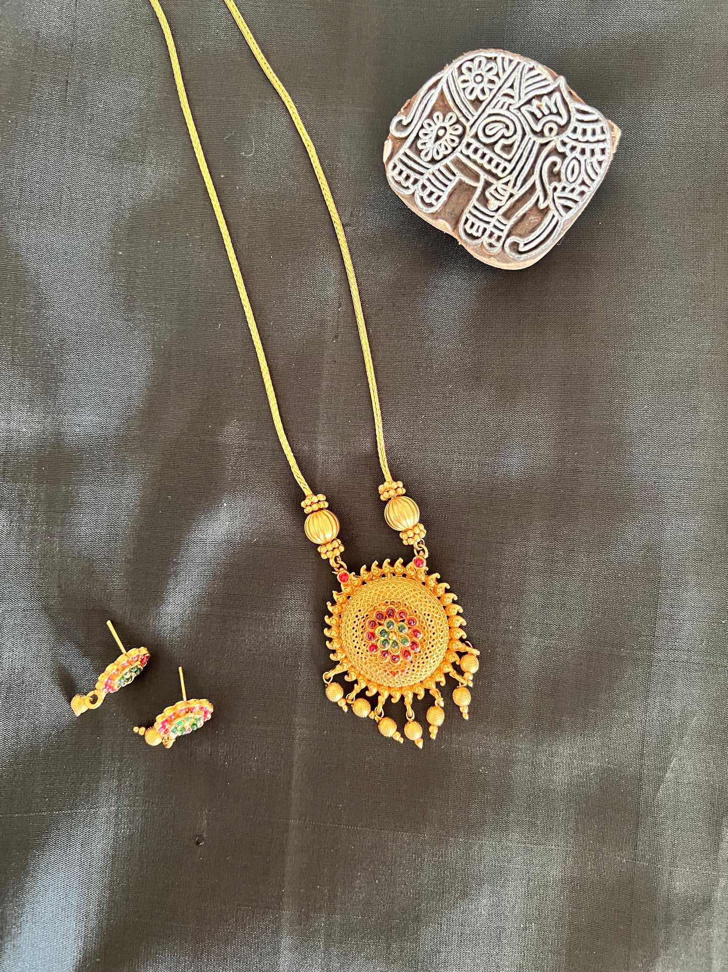 Gold Plated Necklace with Earring