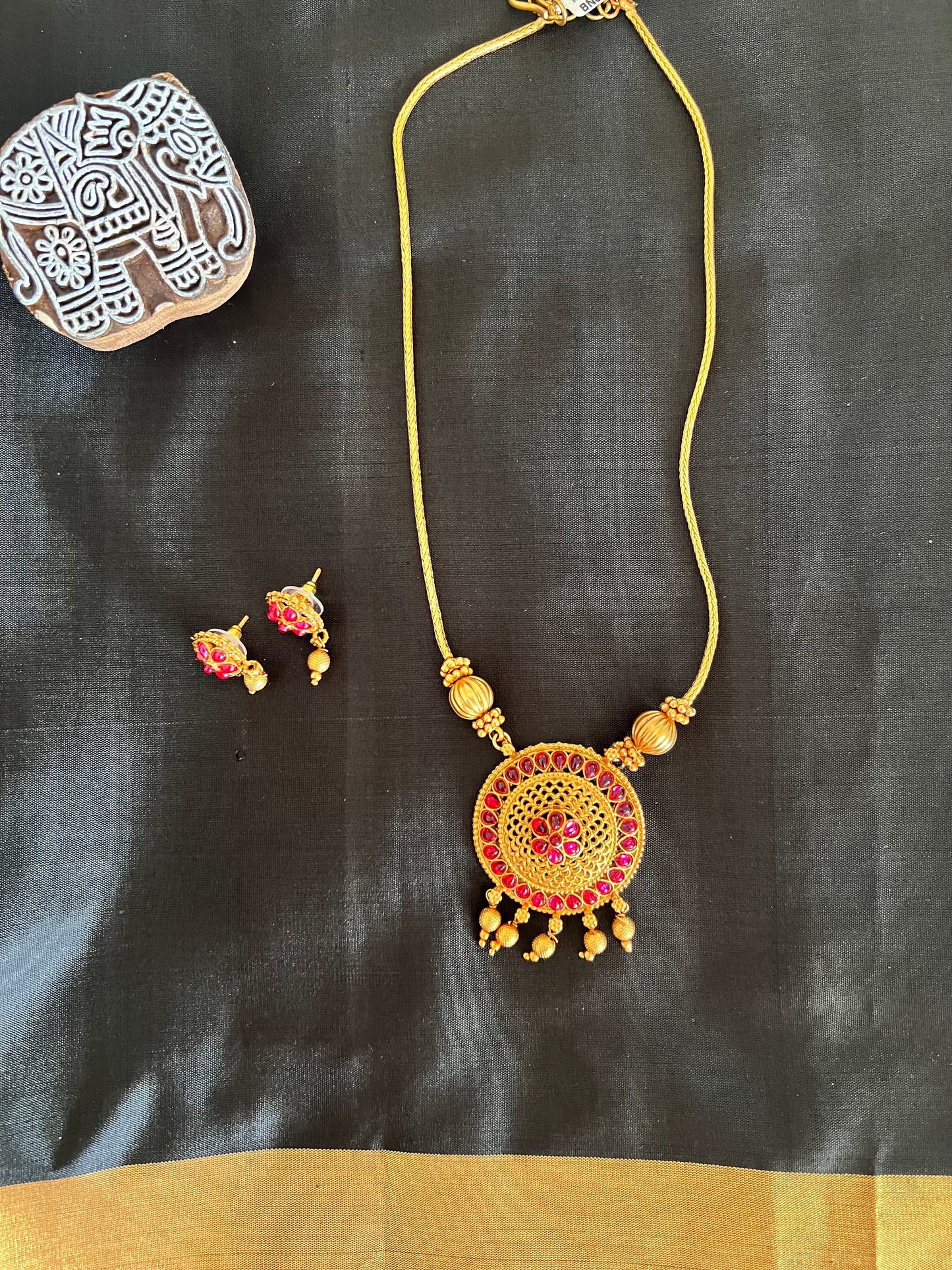 Gold Plated Necklace with Earring