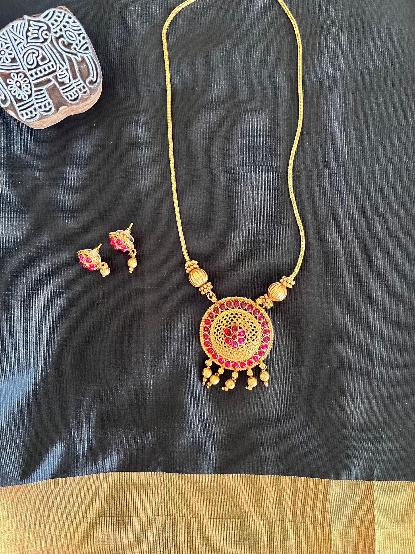 Gold Plated Necklace with Earring