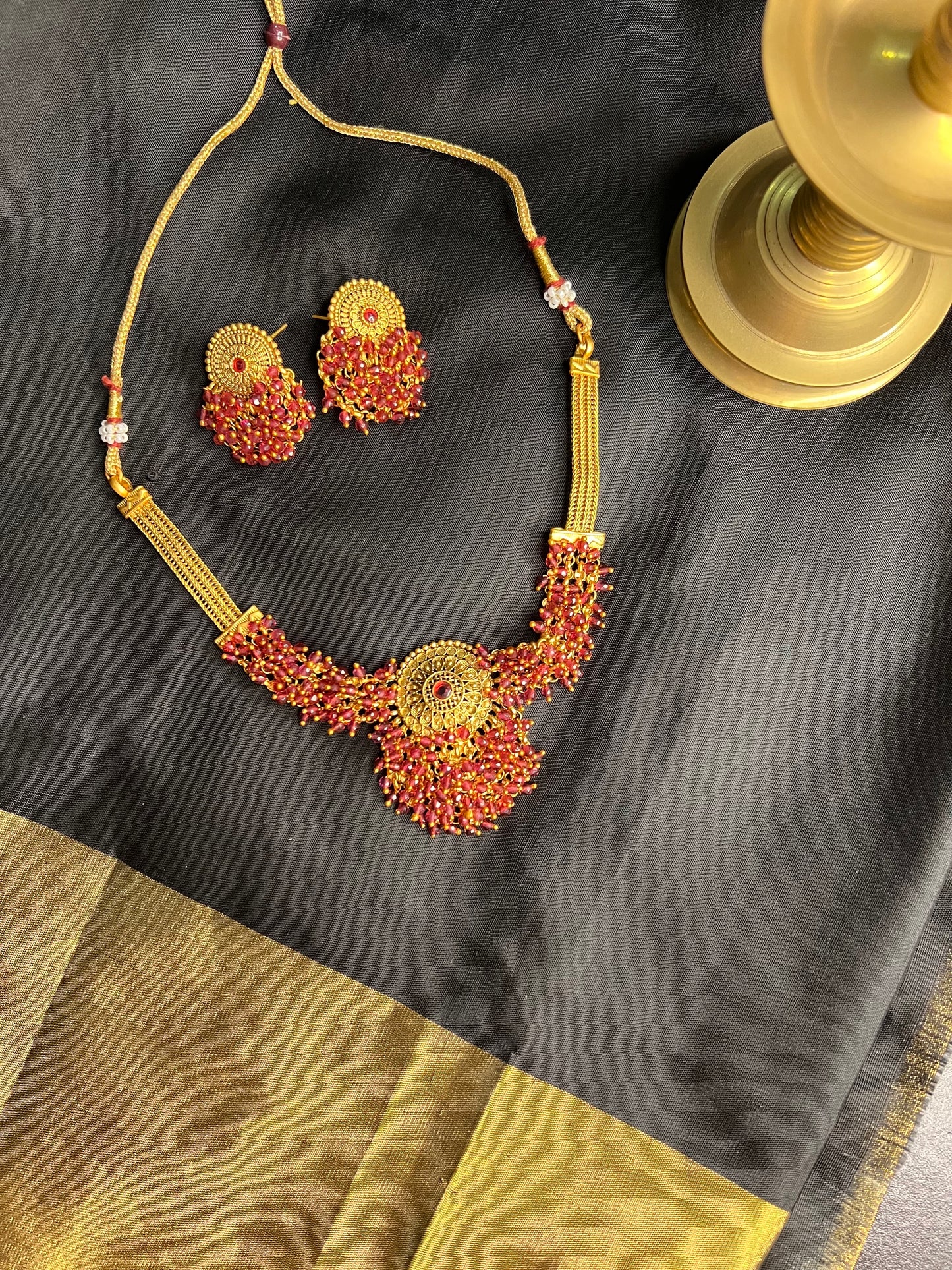 Gold Plated Necklace with Earring