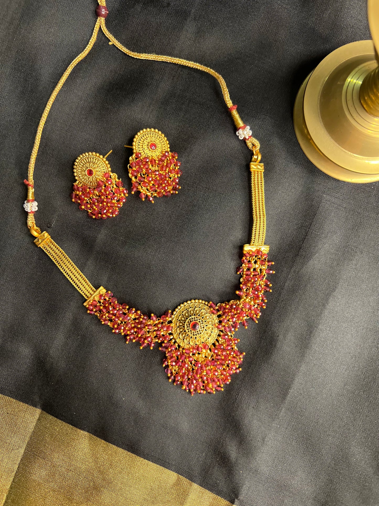 Gold Plated Necklace with Earring