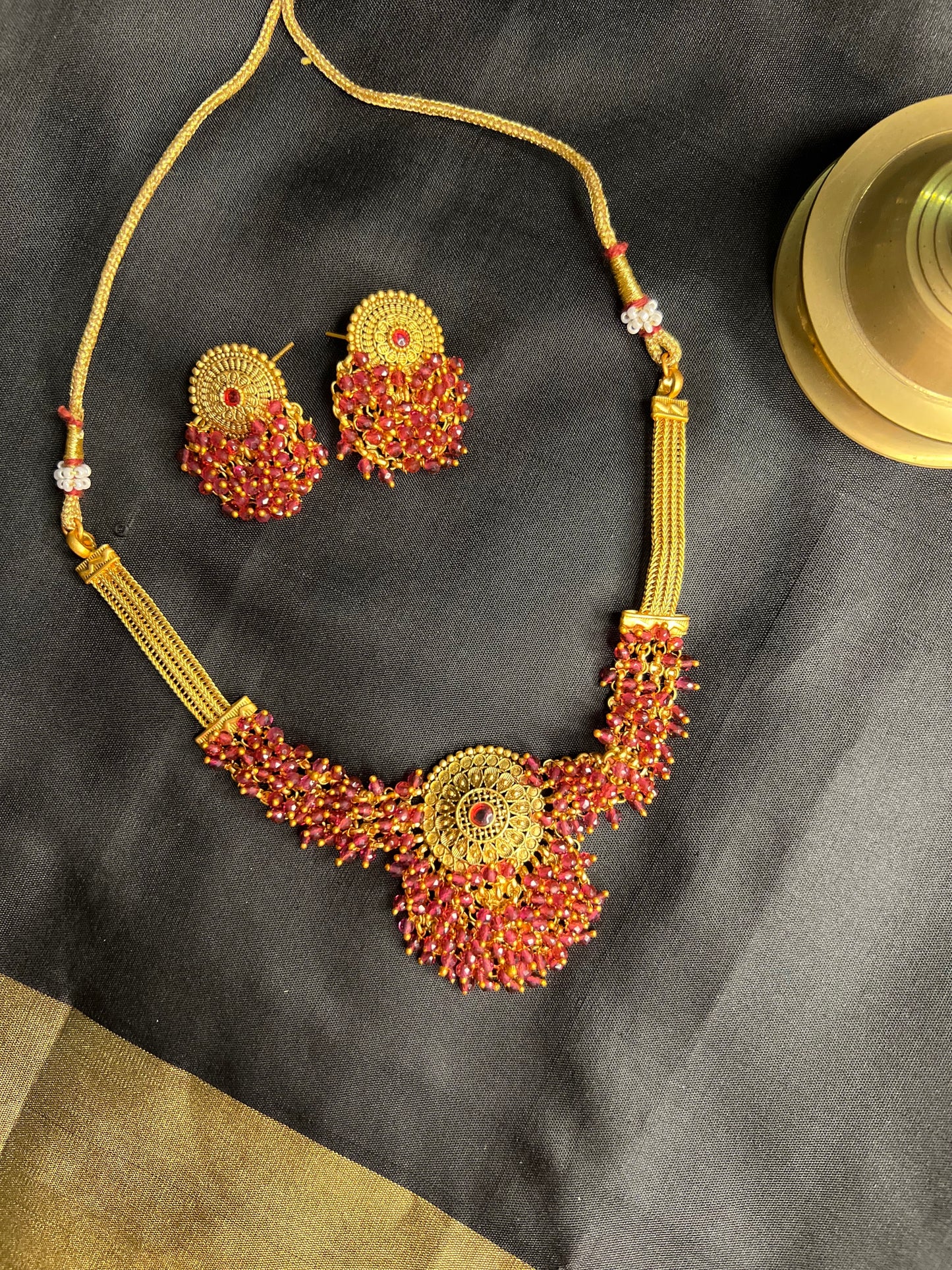 Gold Plated Necklace with Earring