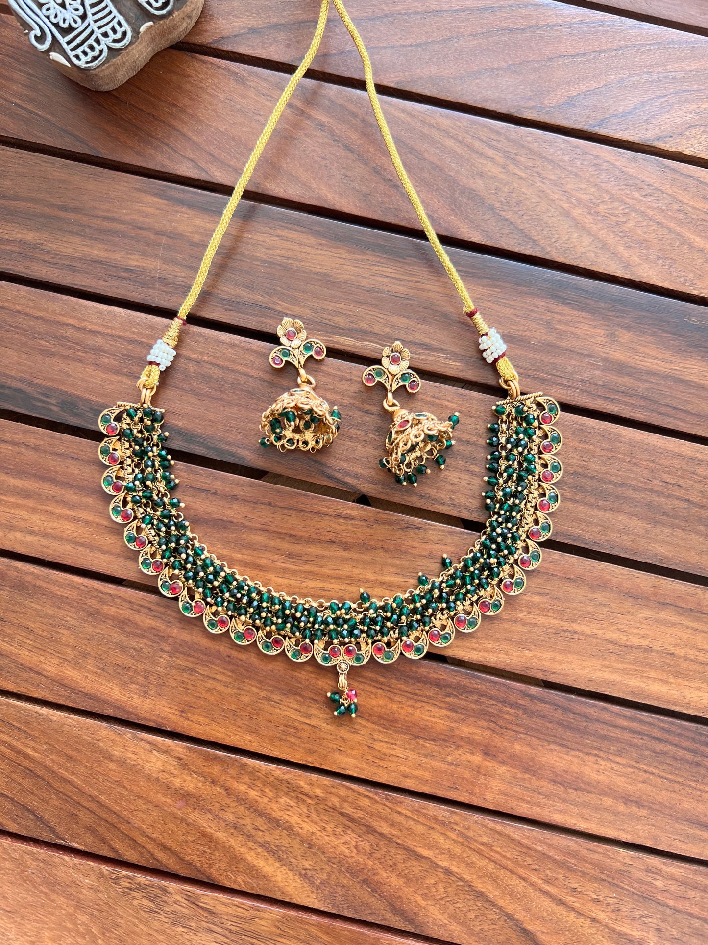 Gold Plated Necklace with Earring