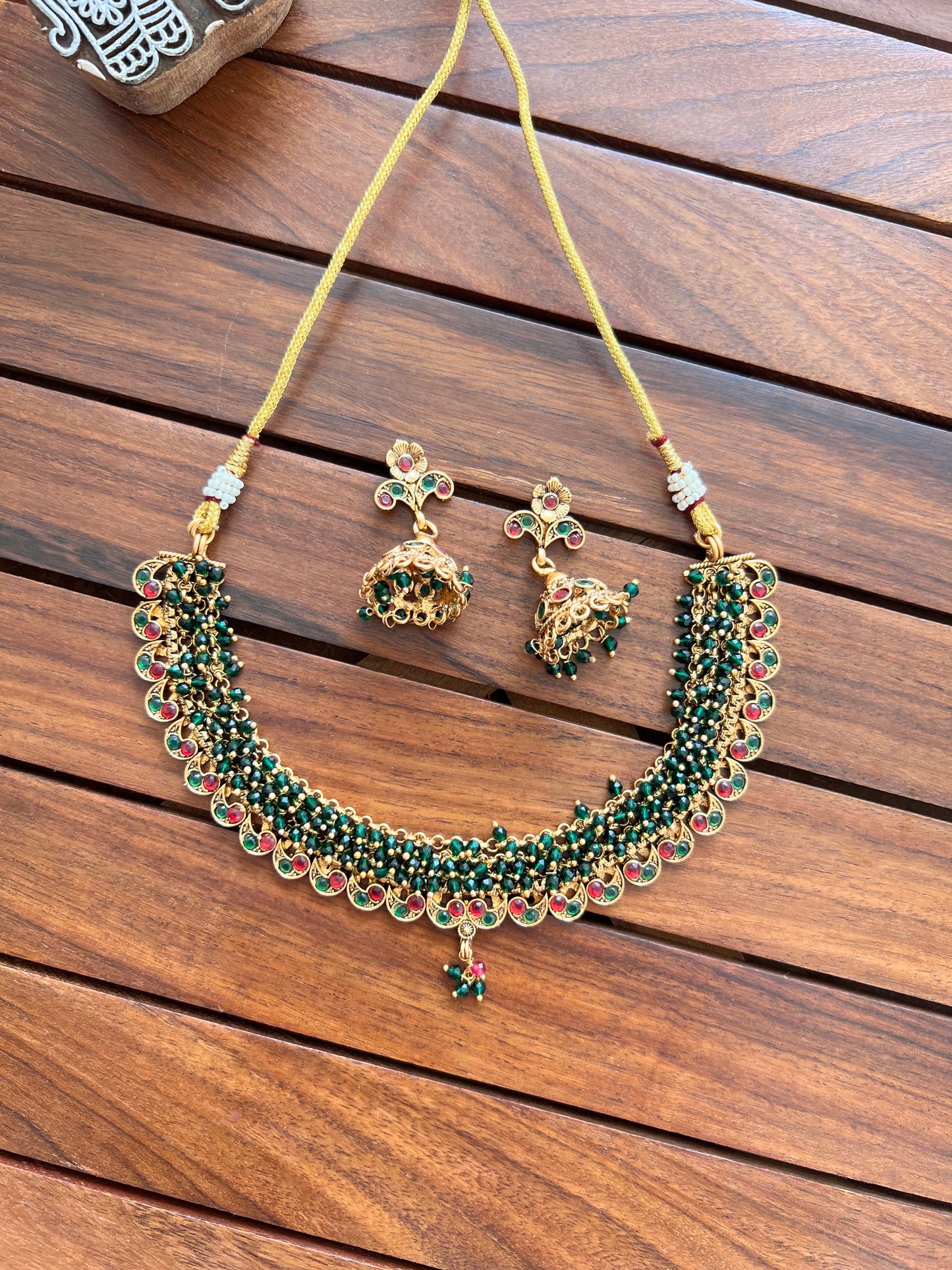 Gold Plated Necklace with Earring