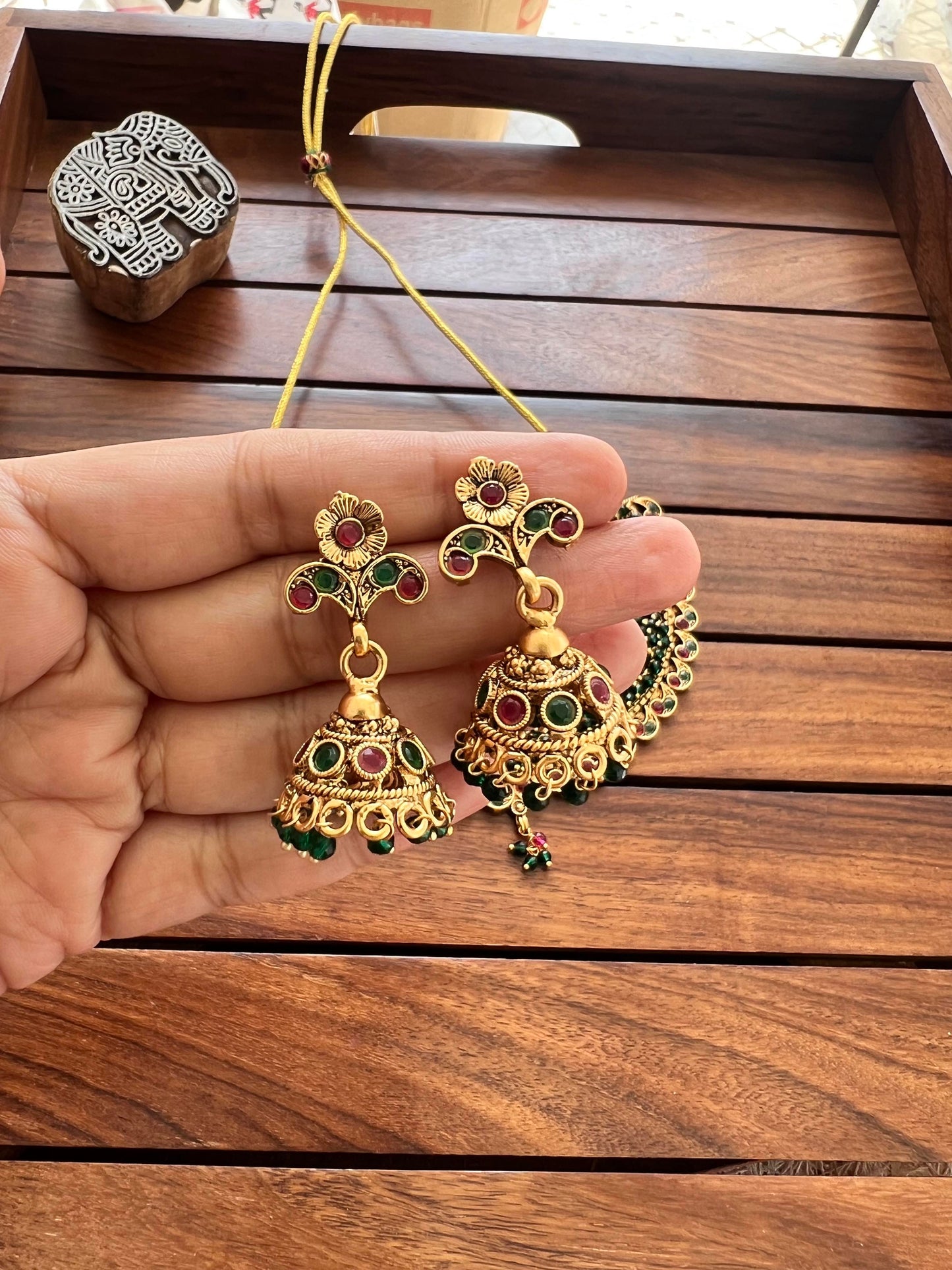 Gold Plated Necklace with Earring