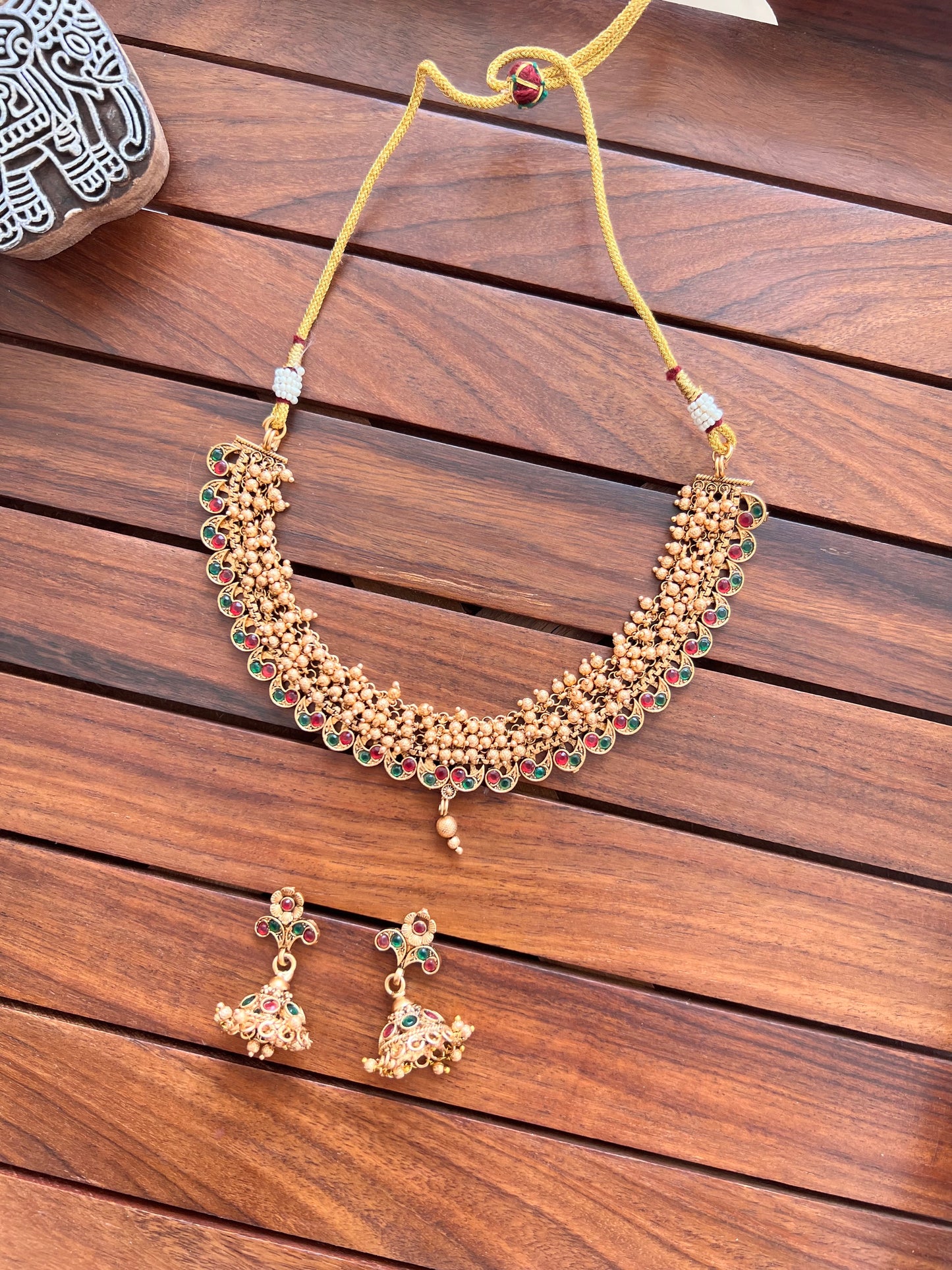 Gold Plated Necklace with Earring