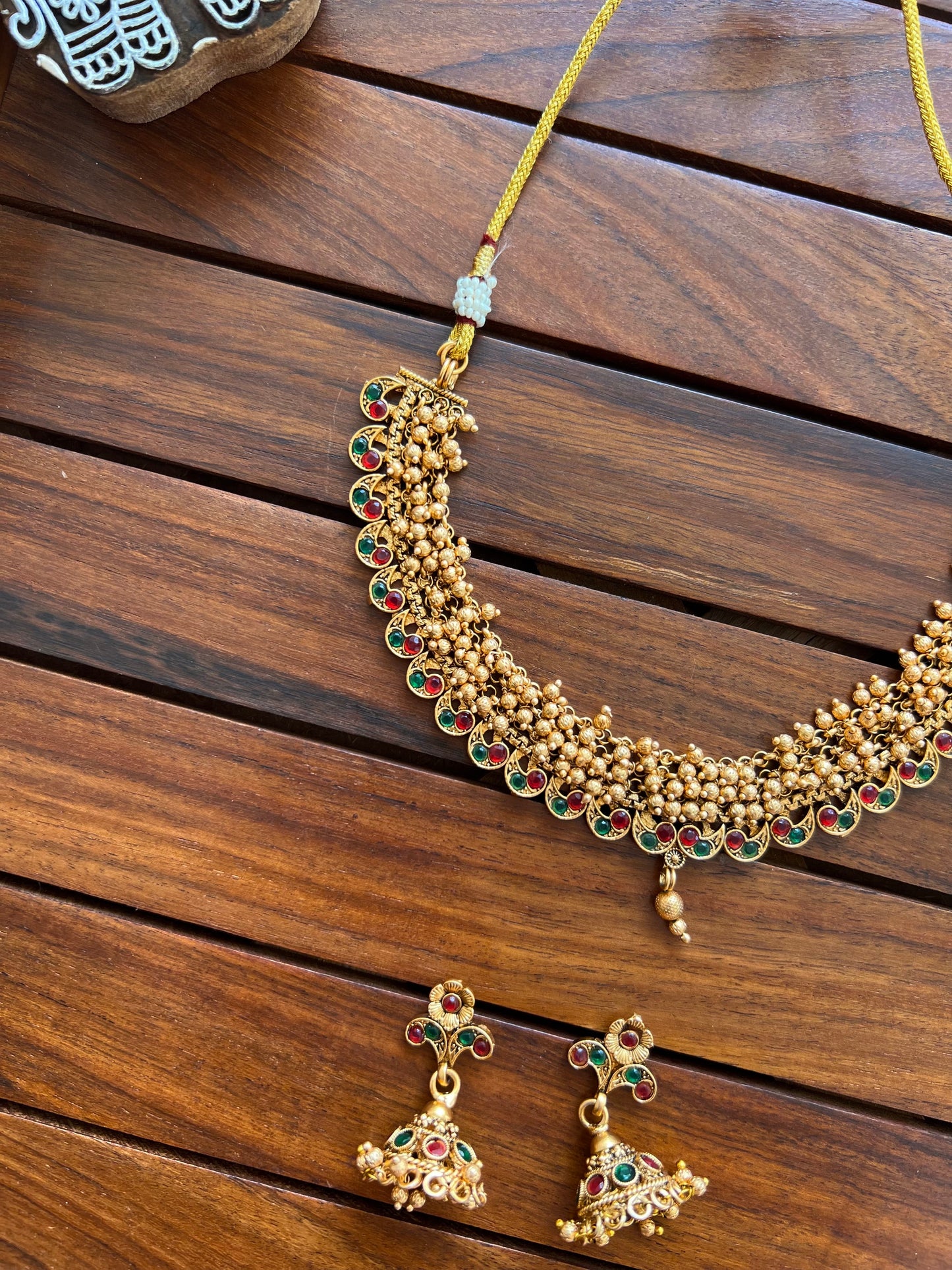 Gold Plated Necklace with Earring