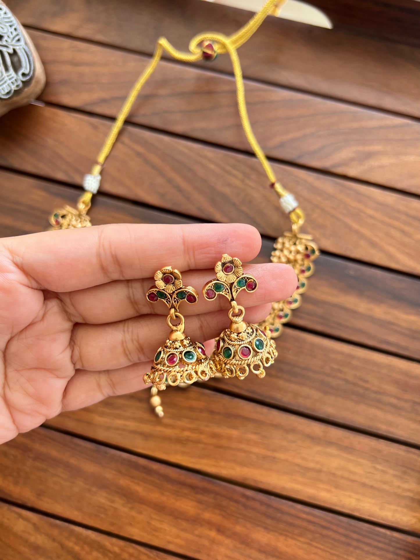 Gold Plated Necklace with Earring