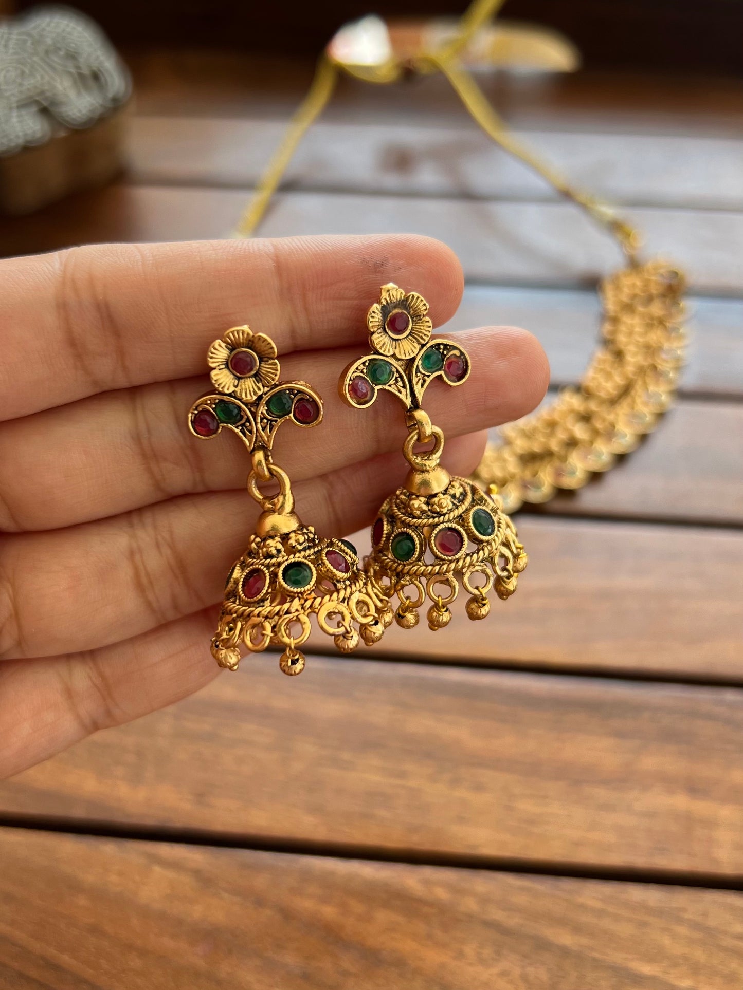 Gold Plated Necklace with Earring