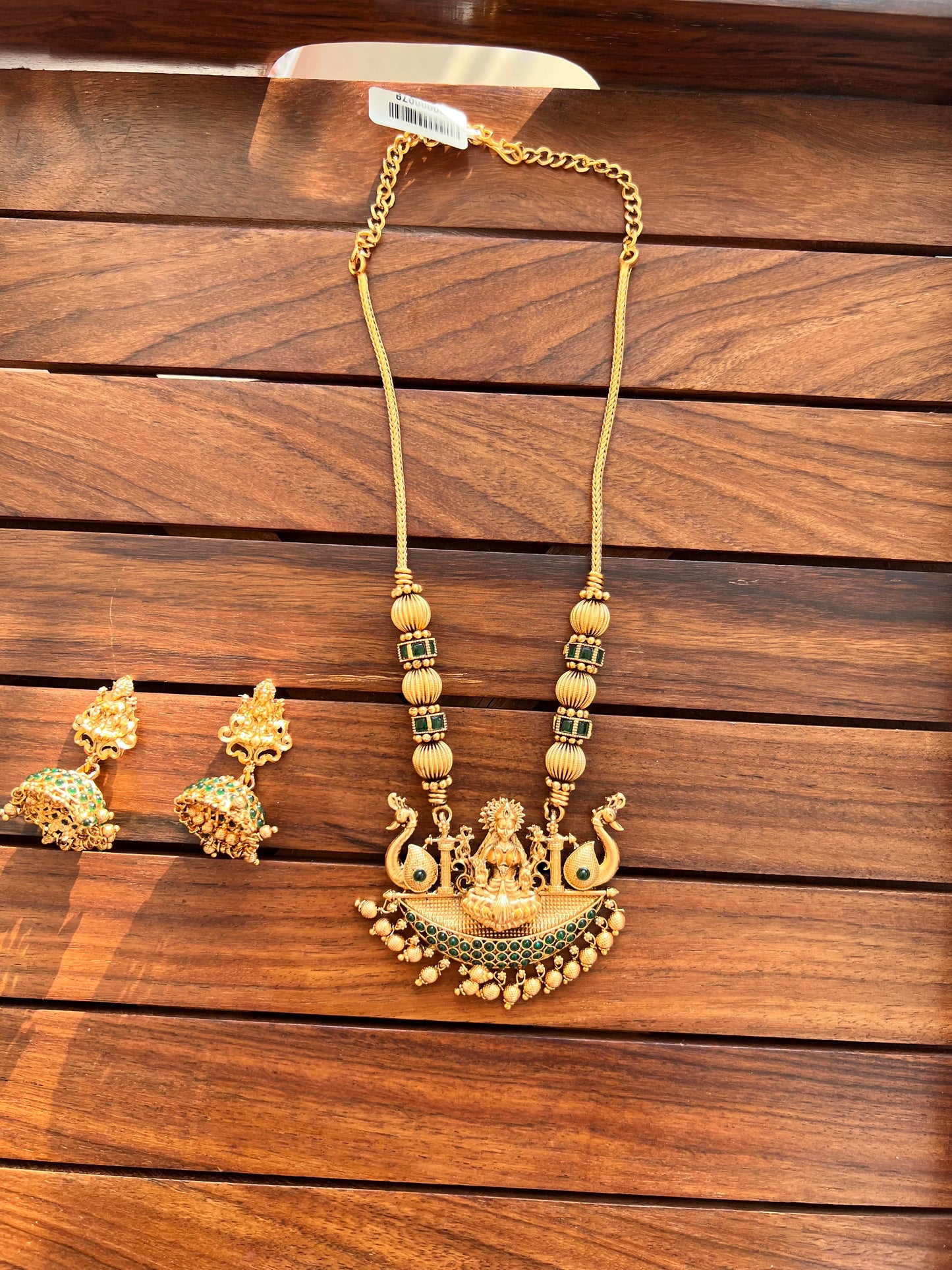 Gold Plated Temple Necklace with Earring