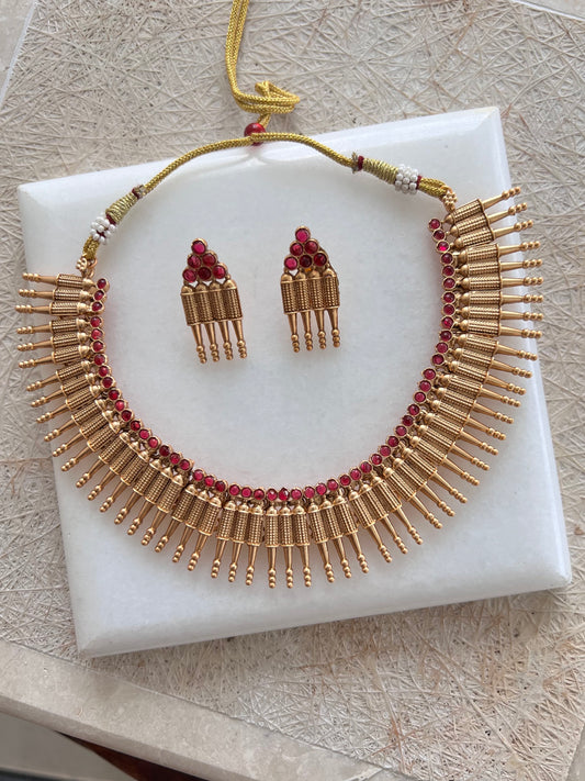 Gold Plated Necklace with Earring Set