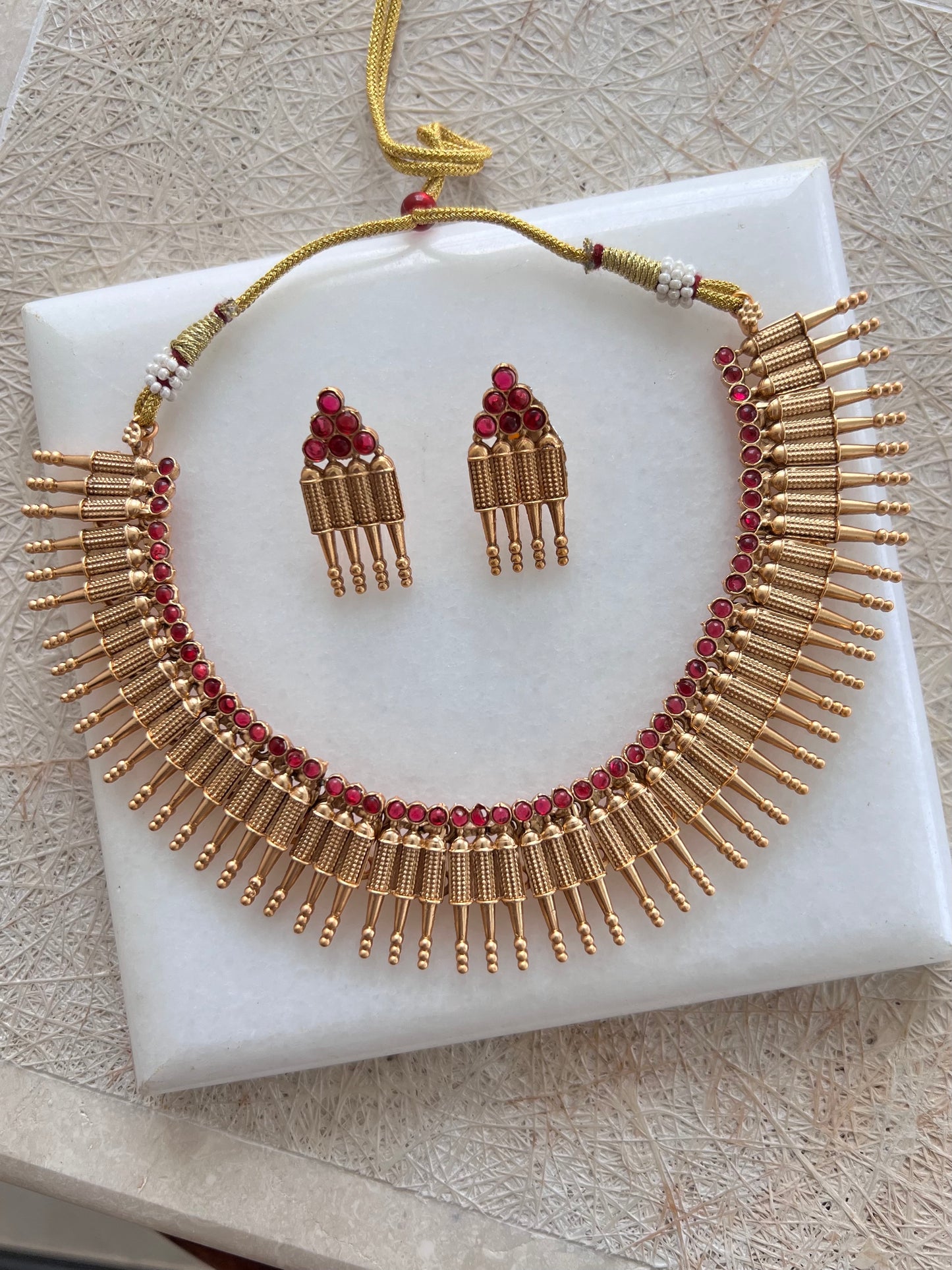 Gold Plated Necklace with Earring Set