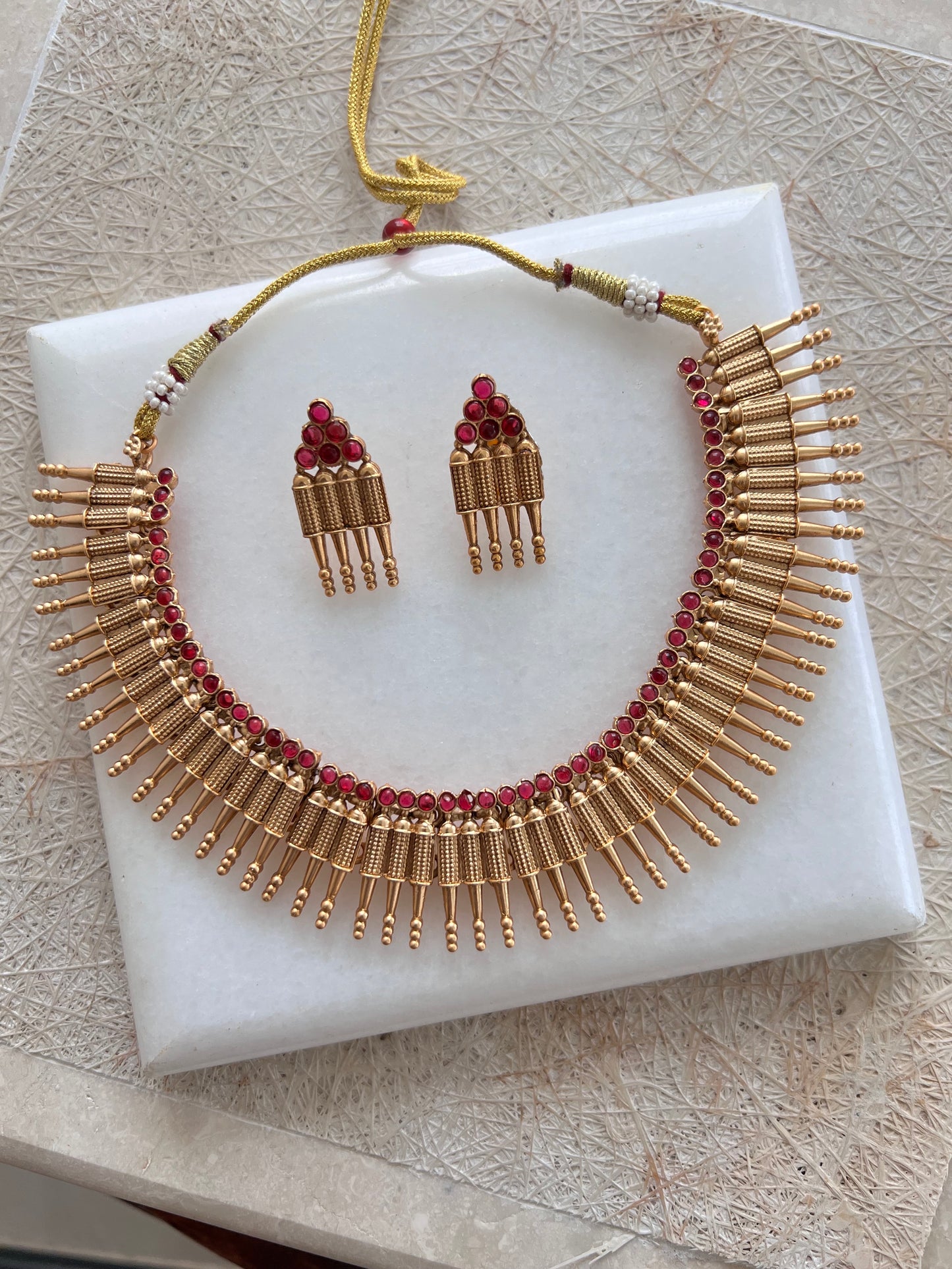 Gold Plated Necklace with Earring Set