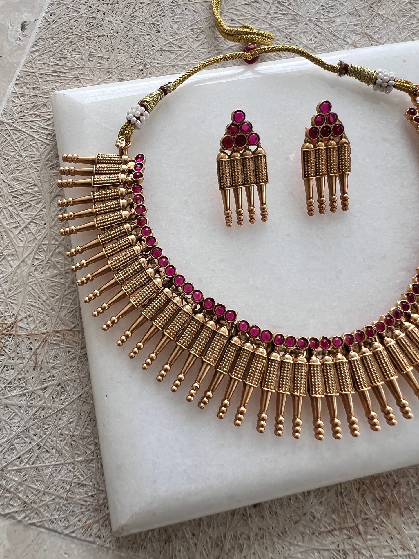 Gold Plated Necklace with Earring Set