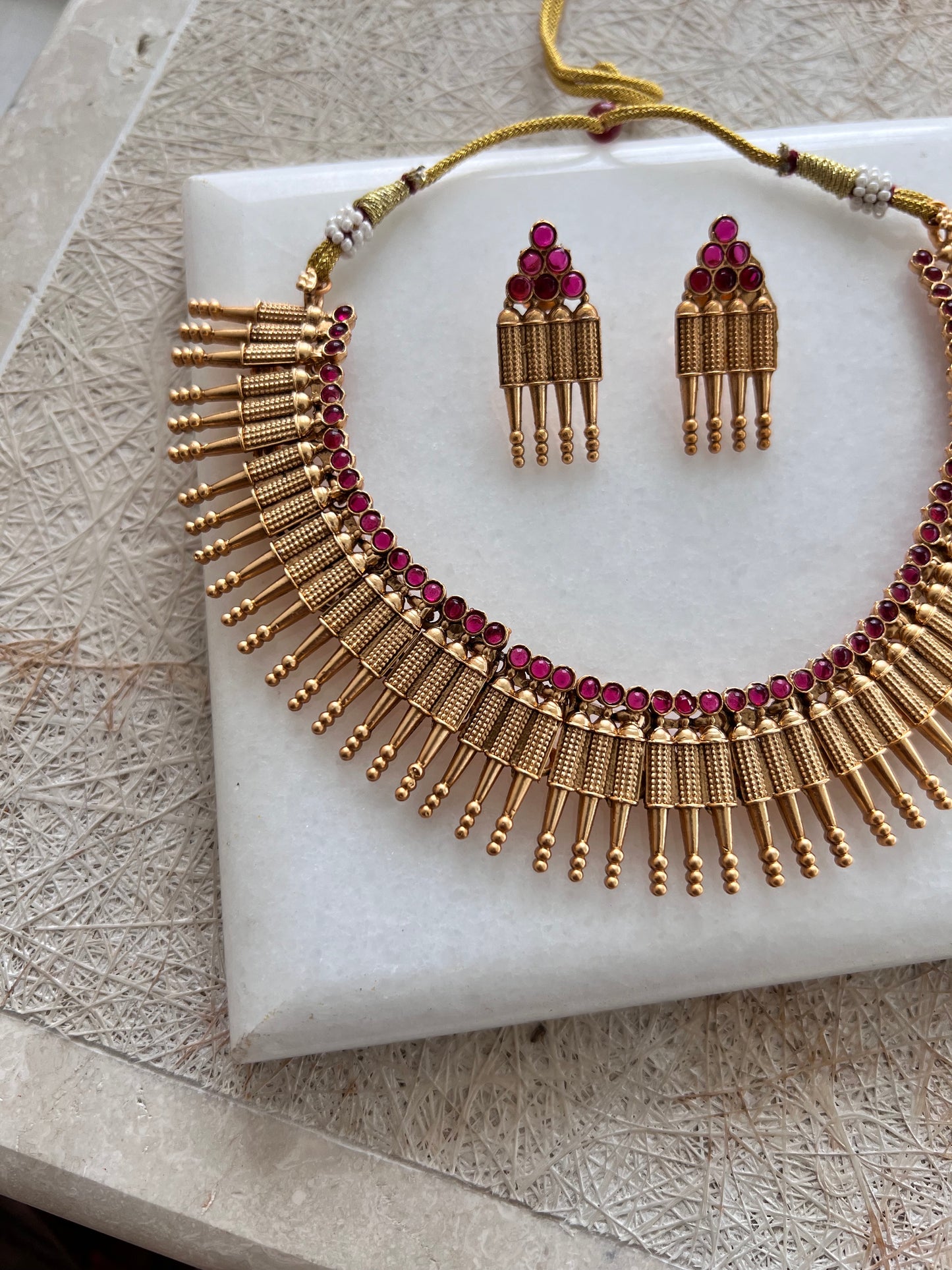 Gold Plated Necklace with Earring Set